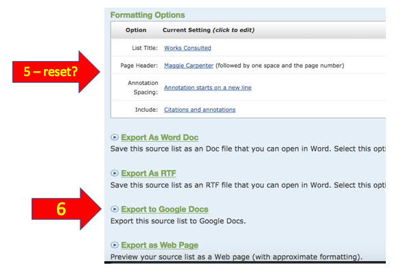 Exporting NoodleTools to Google