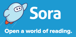 SORA: Open a World of Reading. Image displays the logo of a soaring rocket with eyes.