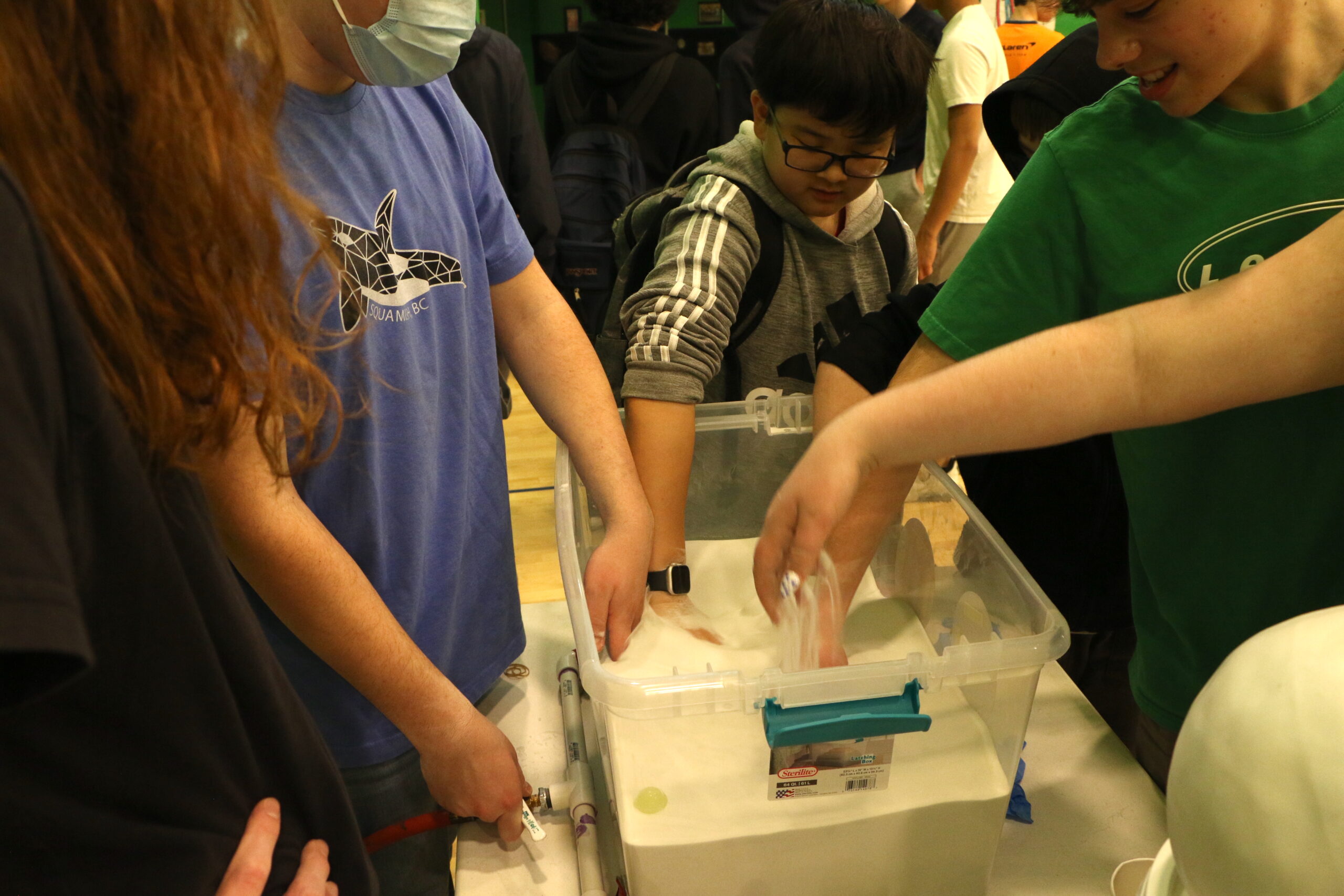 Students playing with oobleck