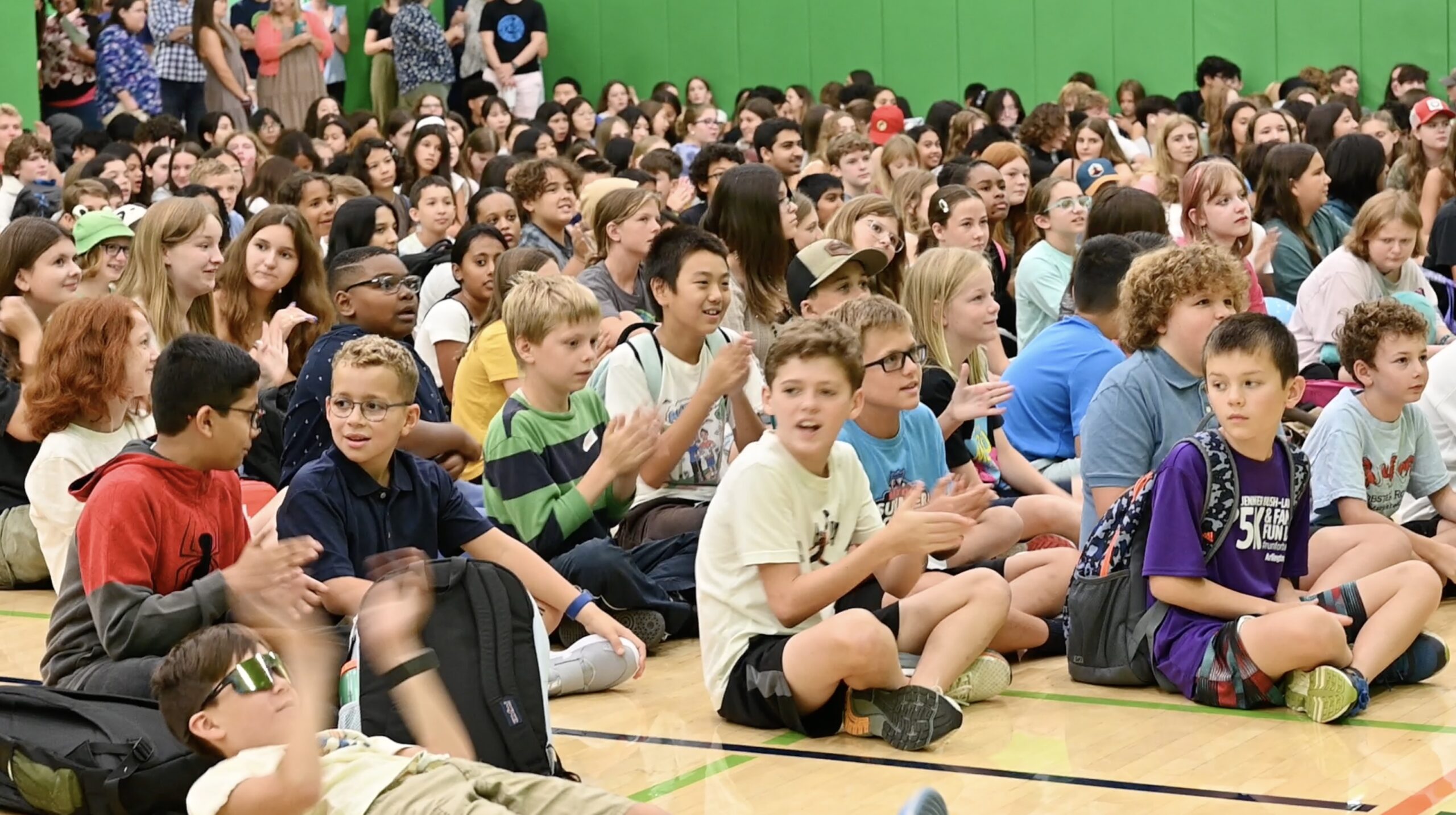 Students in the audience of the first-day assembly