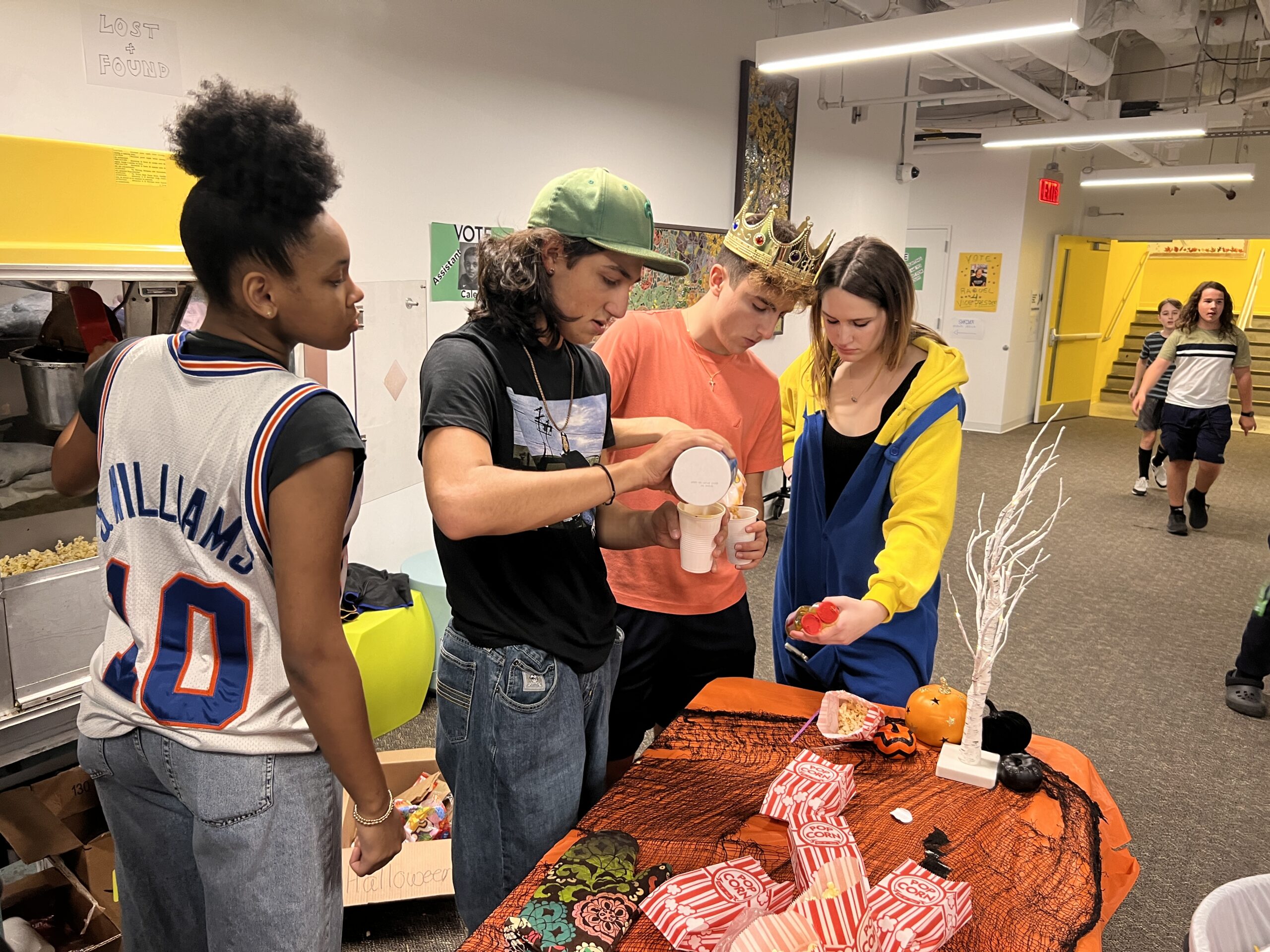 High schoolers preparing food