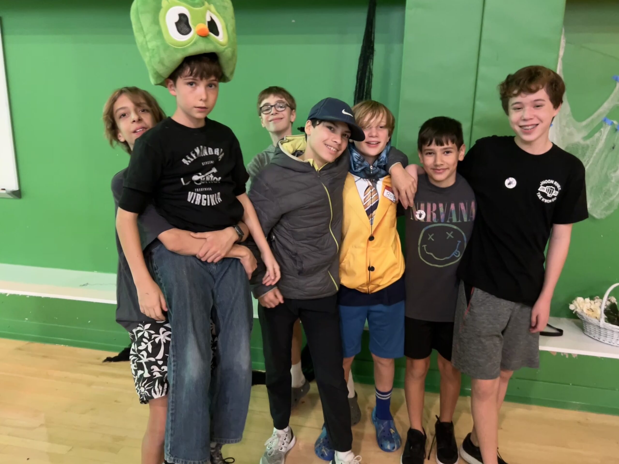 Group of middle school boys in costume