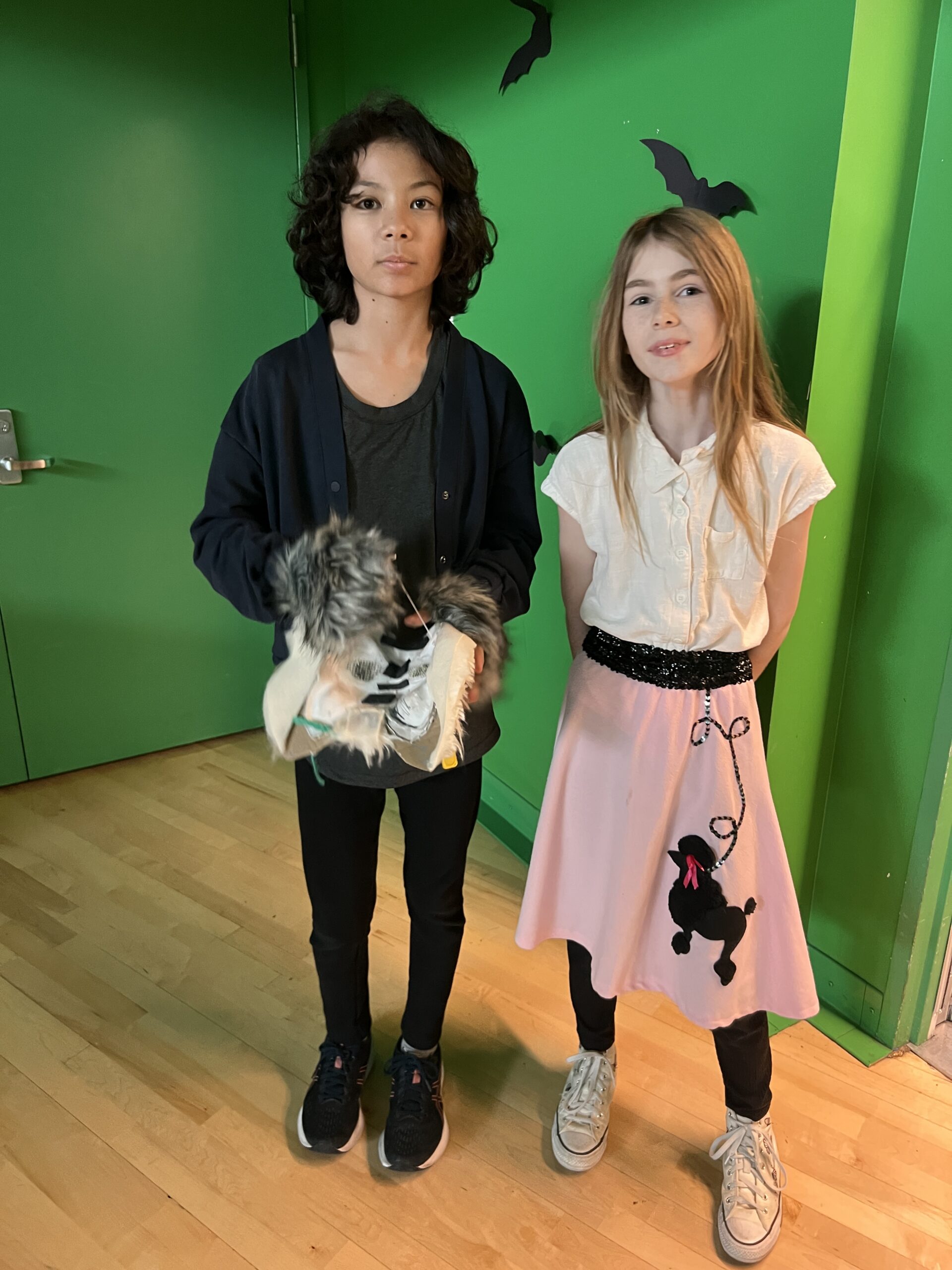 Wolf costume and poodle skirt