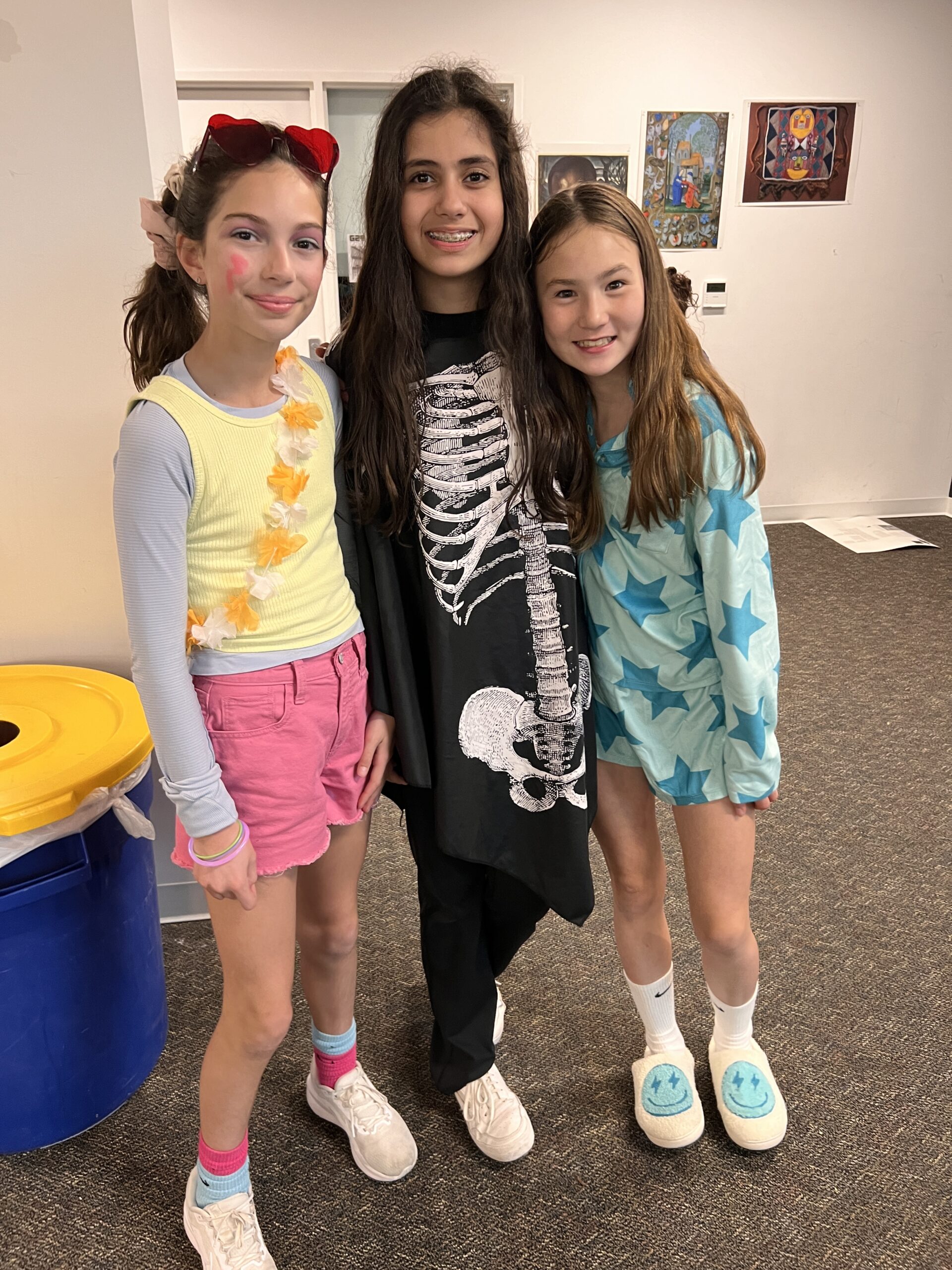 Three middle schoolers in costume