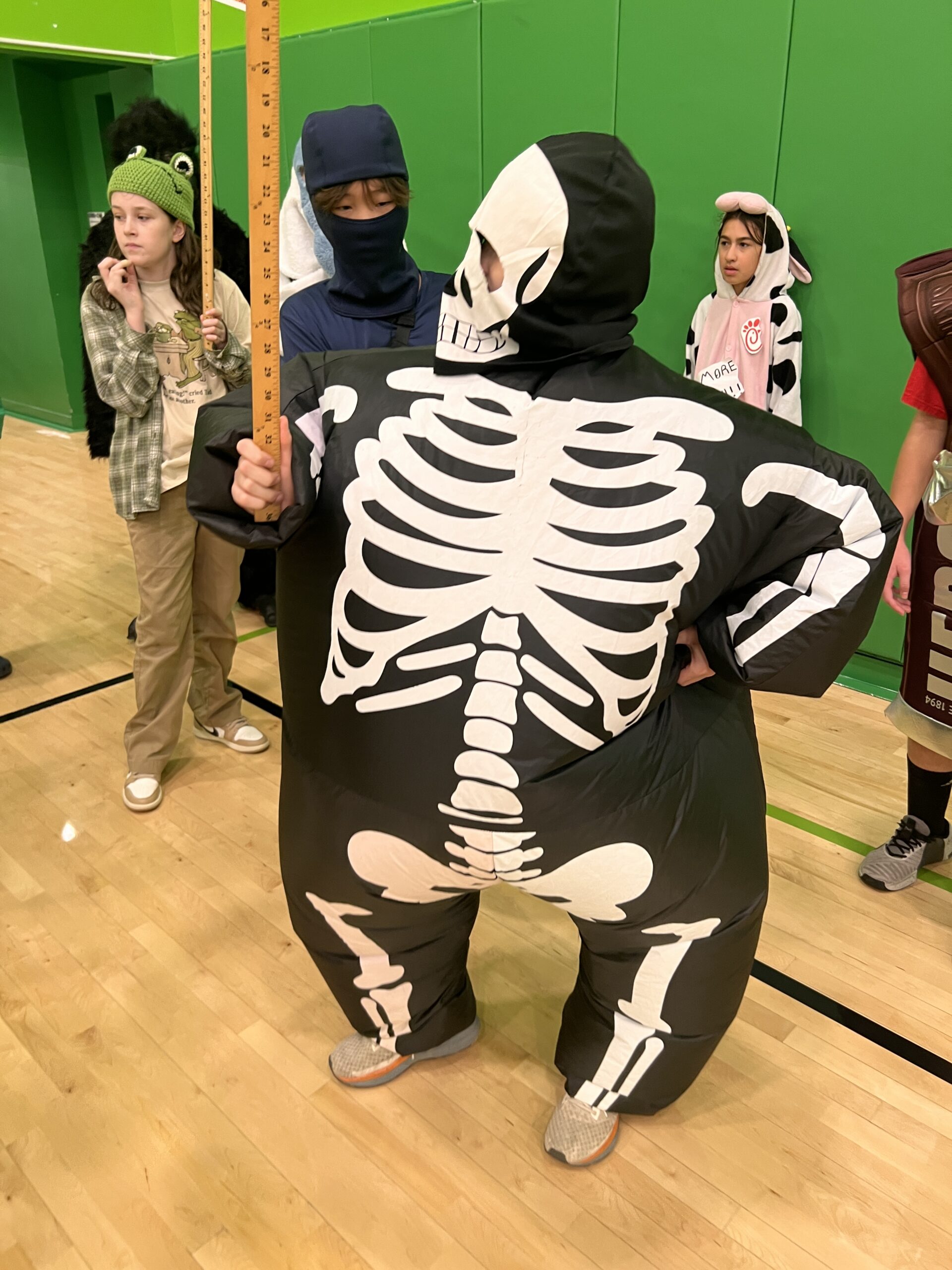 Inflated skeleton costume