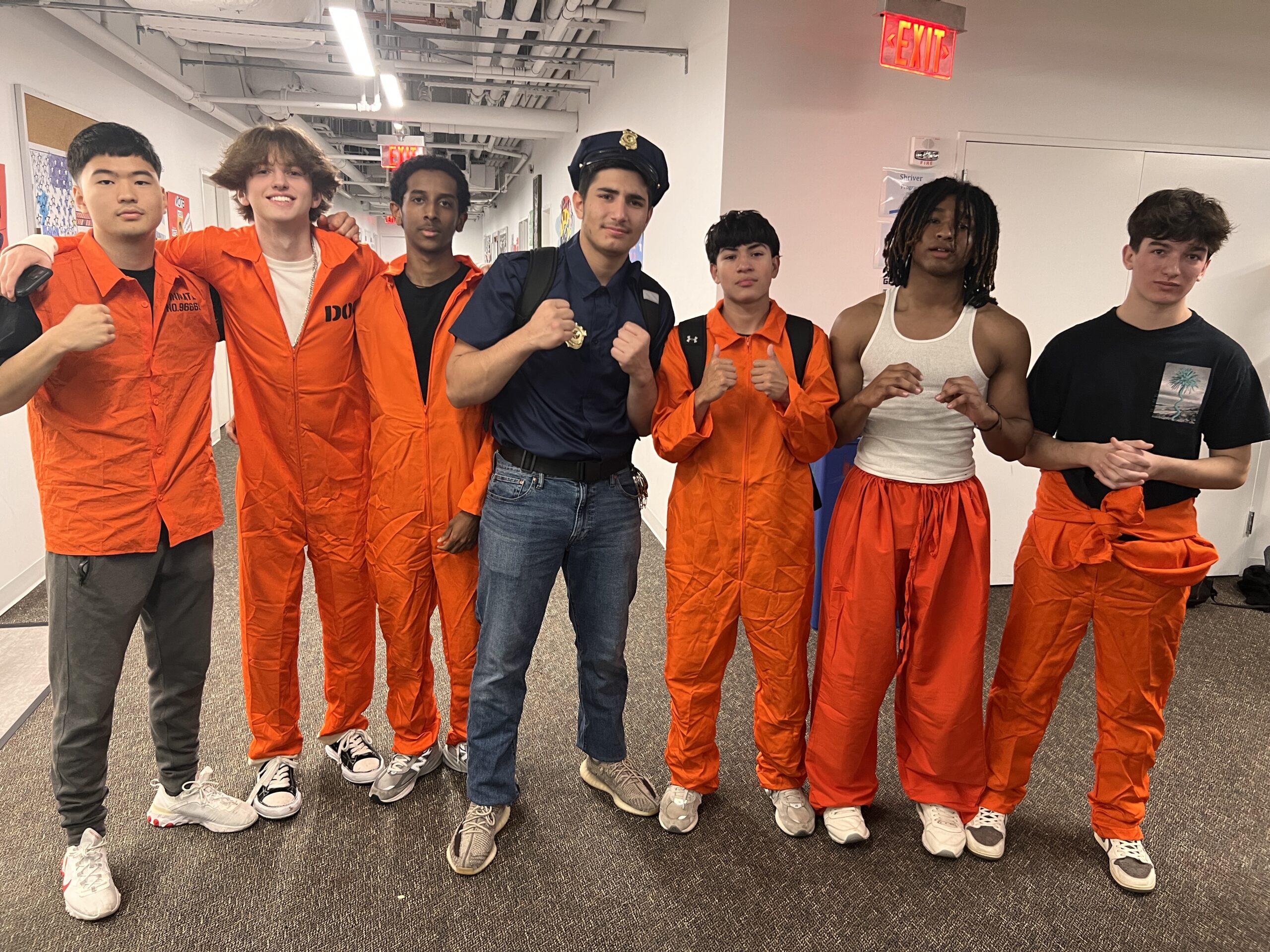 Inmates and cop costume