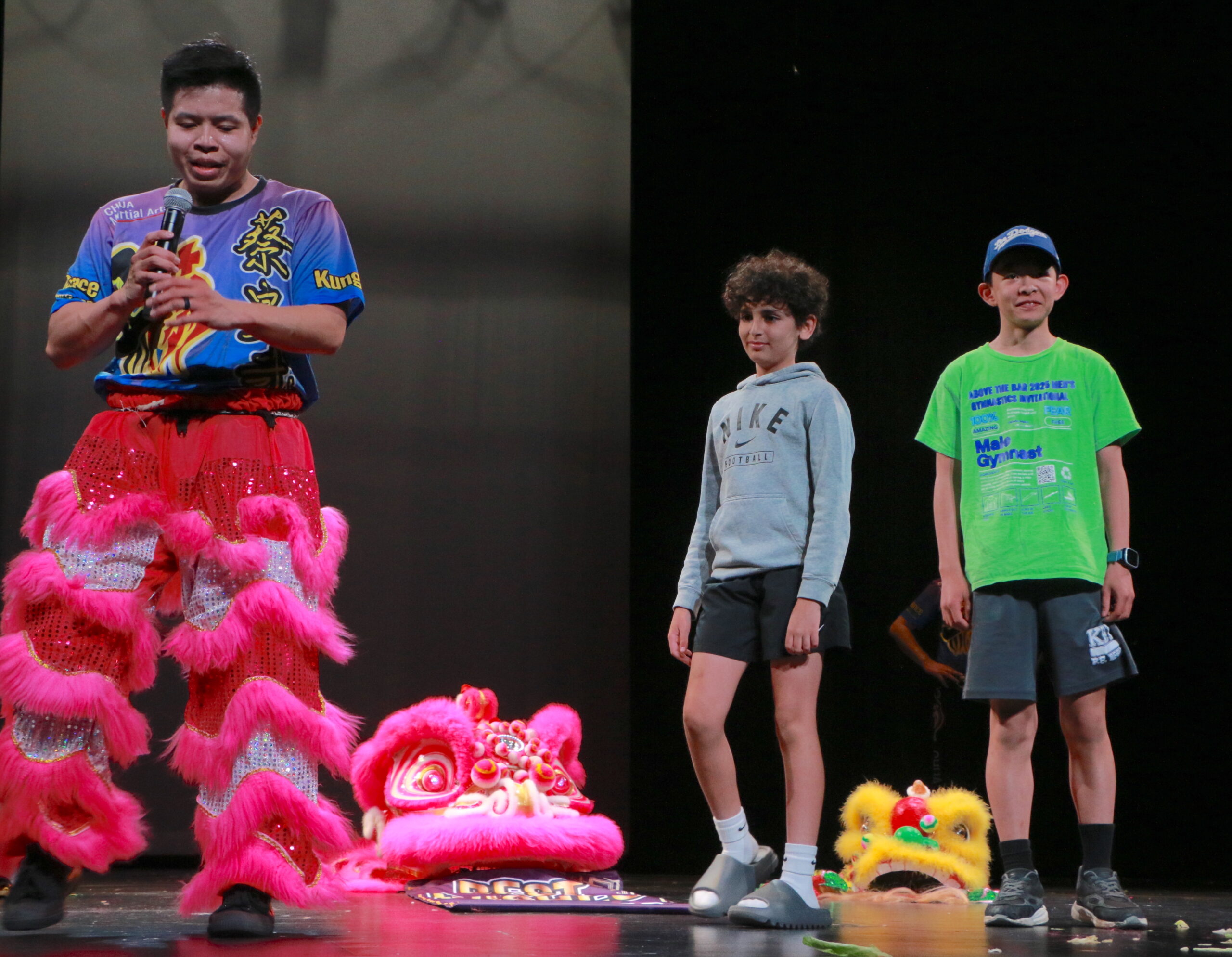 Students learning the lion dance