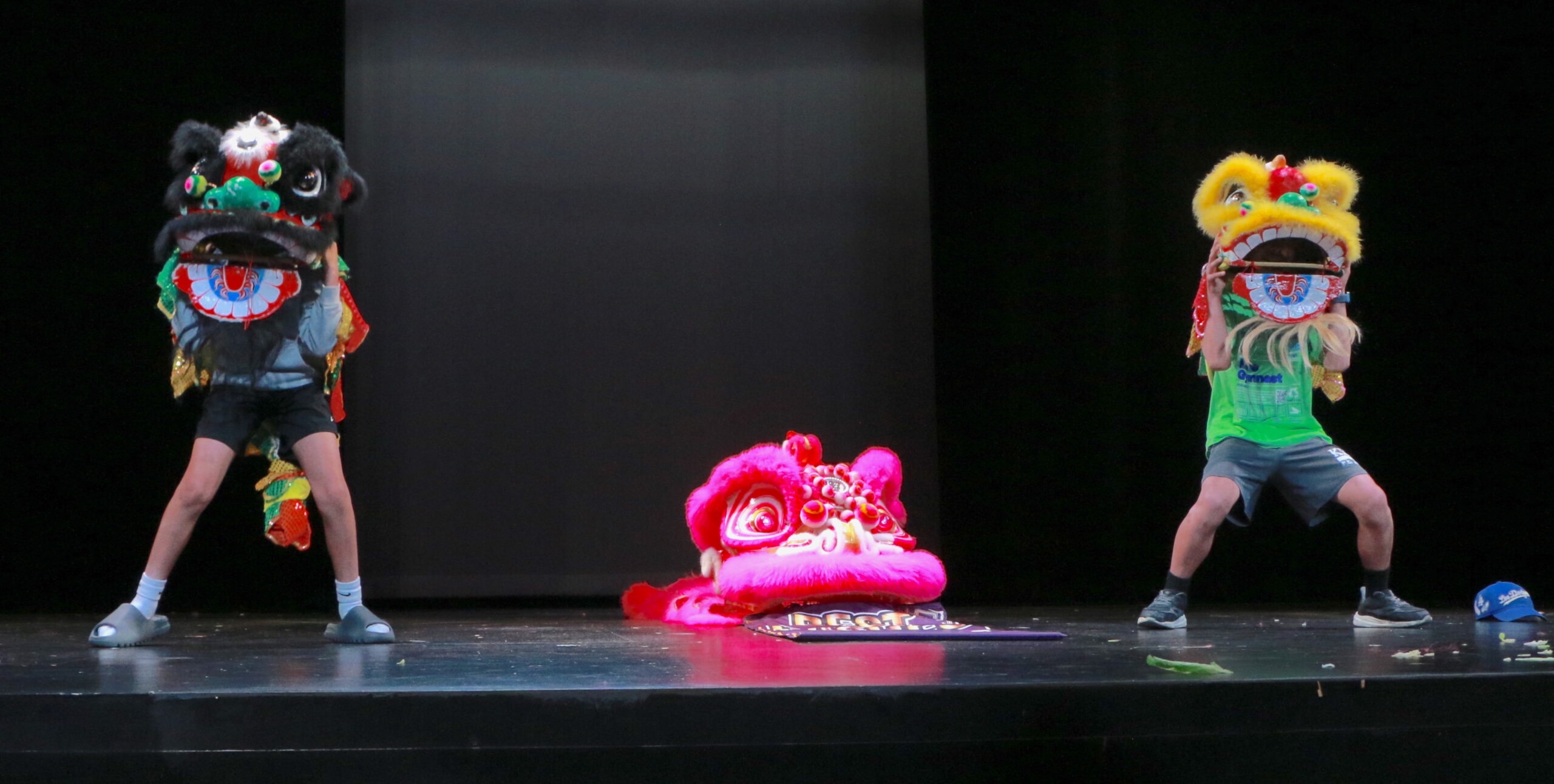 Students learning the lion dance