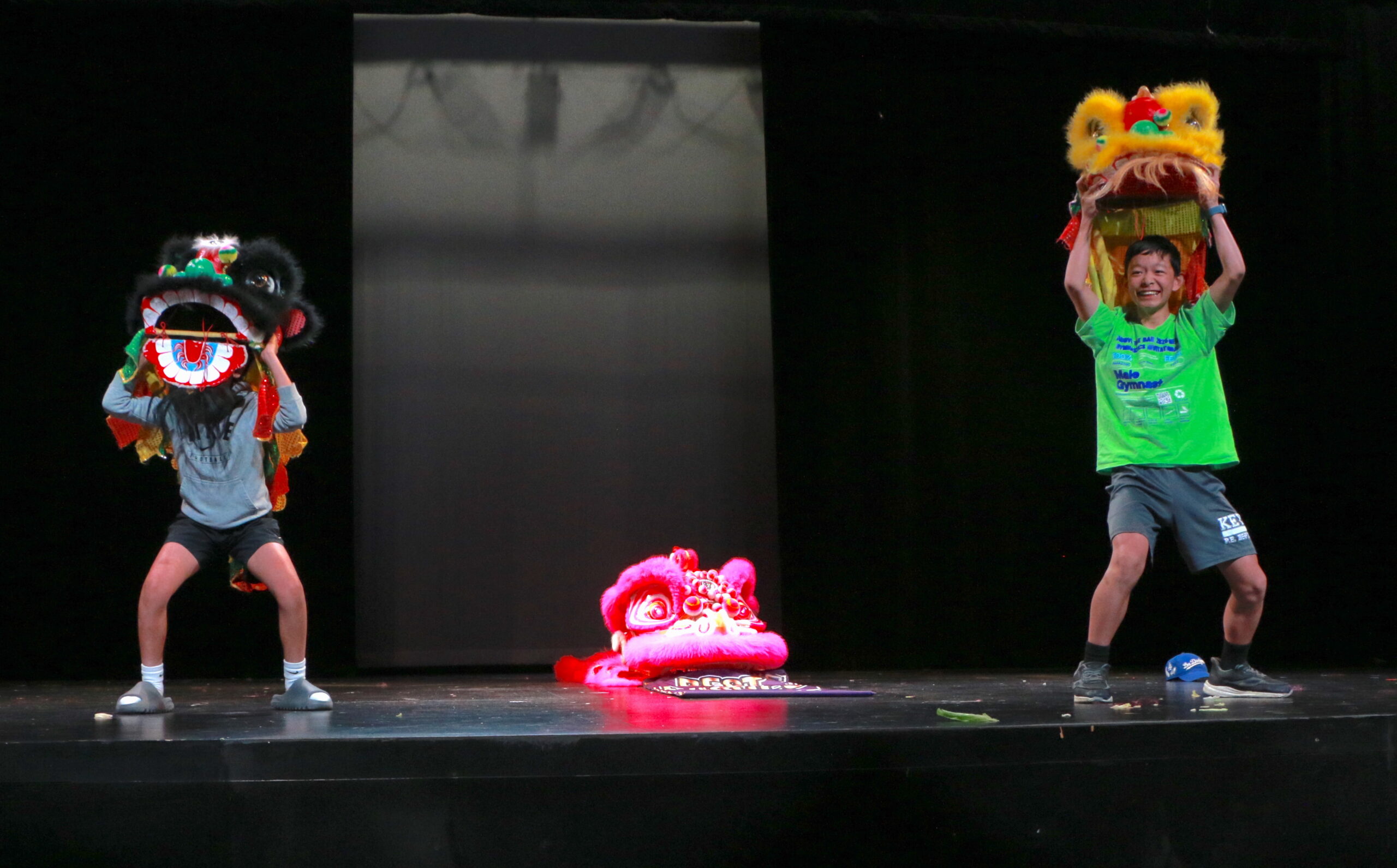 Students learning the lion dance