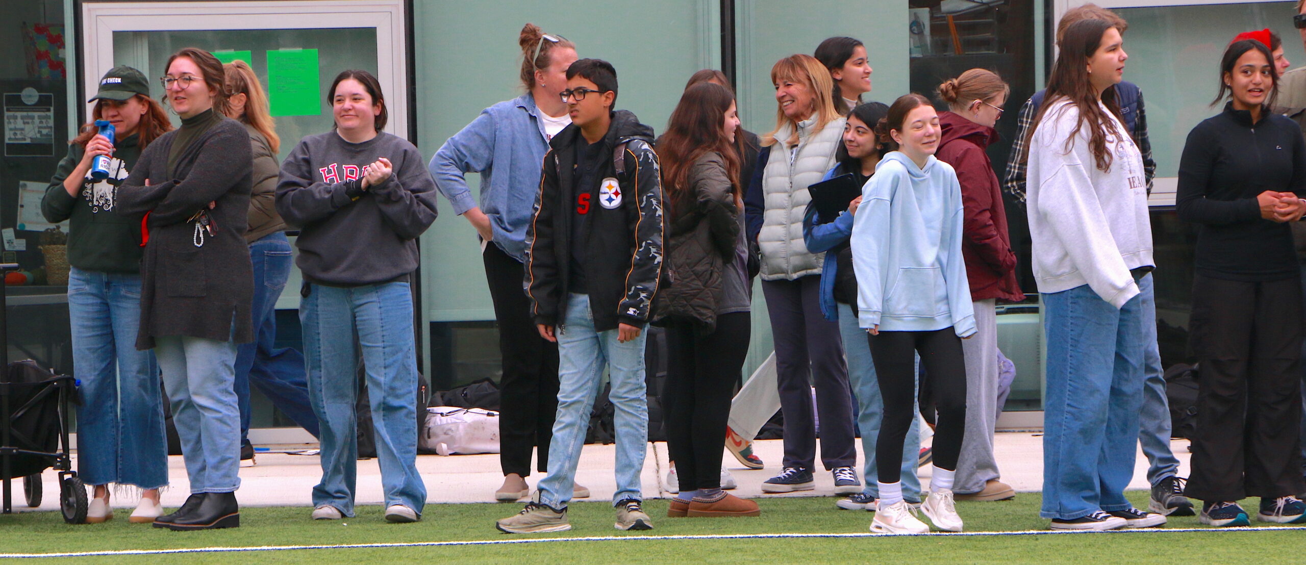 Students and teachers watching the Turkey Bowl
