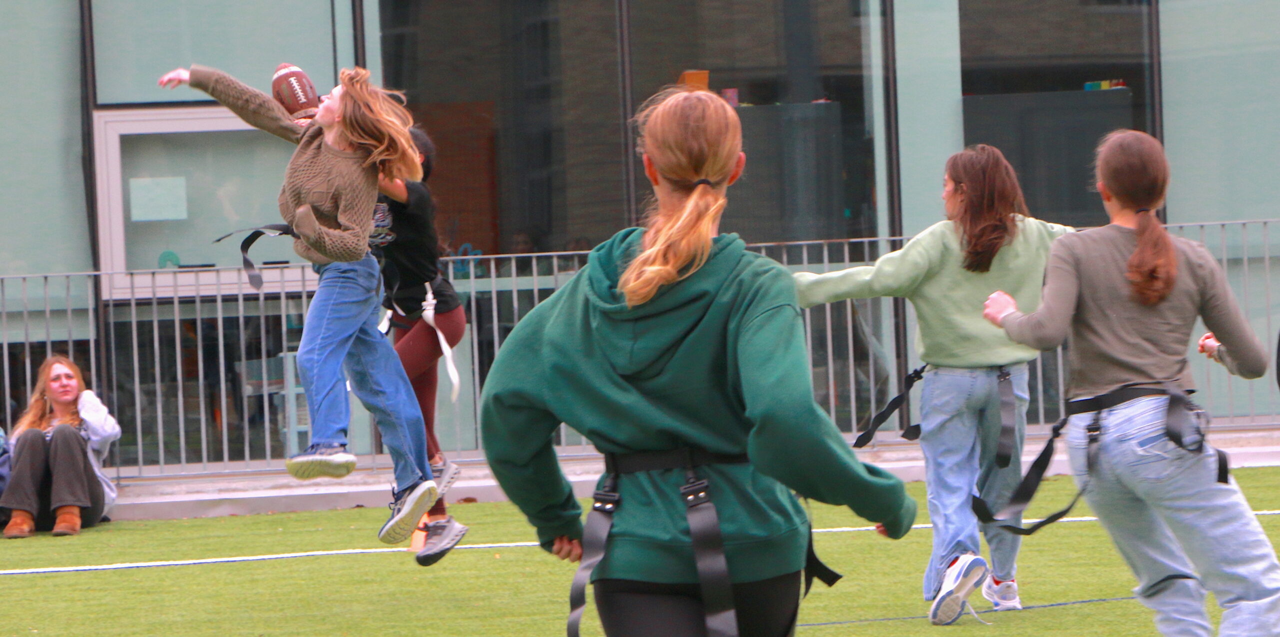 Students competing in the Turkey Bowl