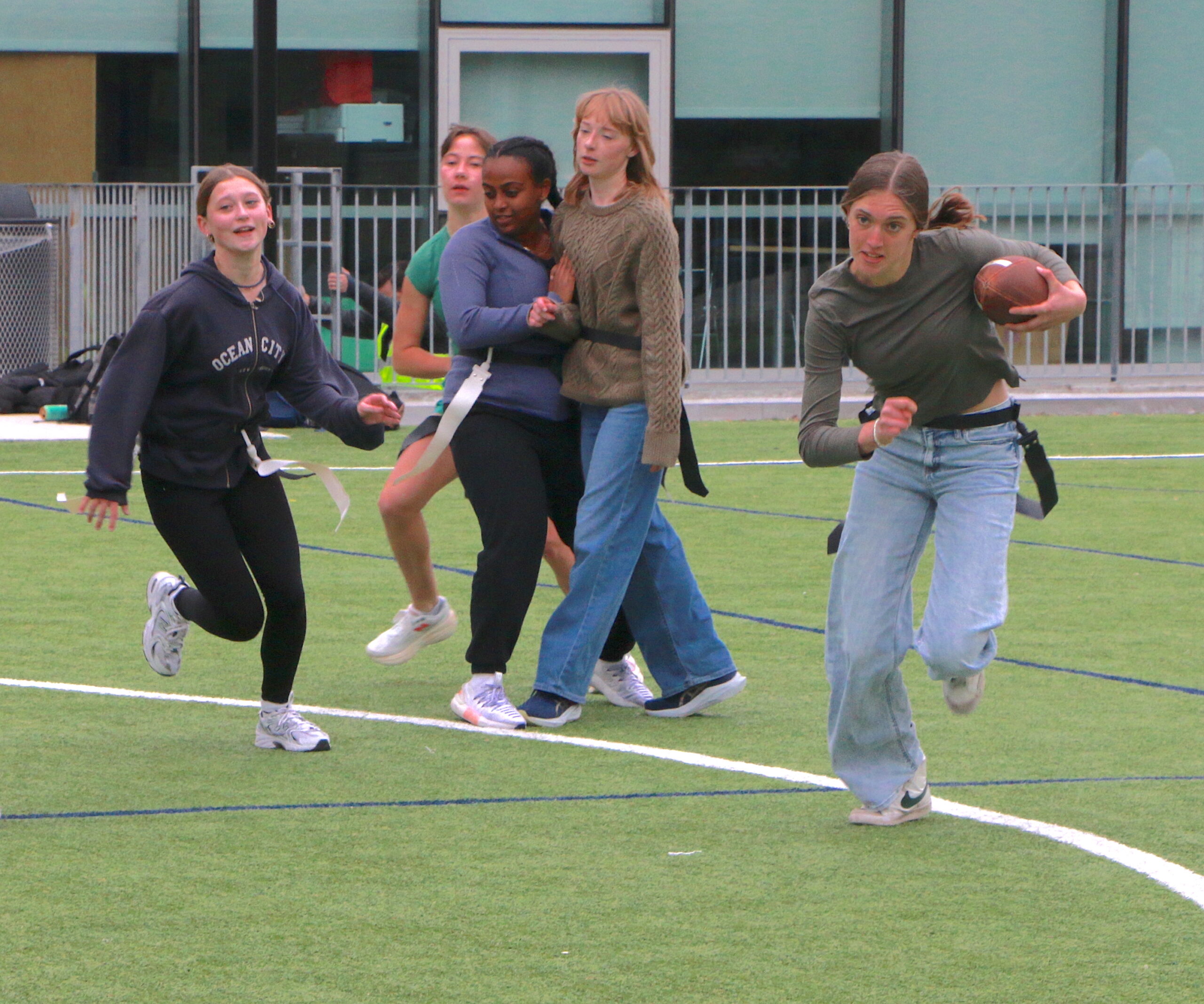 Students competing in the Turkey Bowl