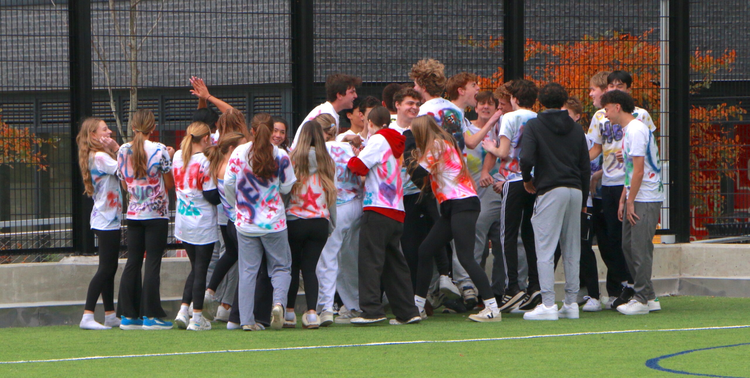 Students celebrating at the Turkey Bowl