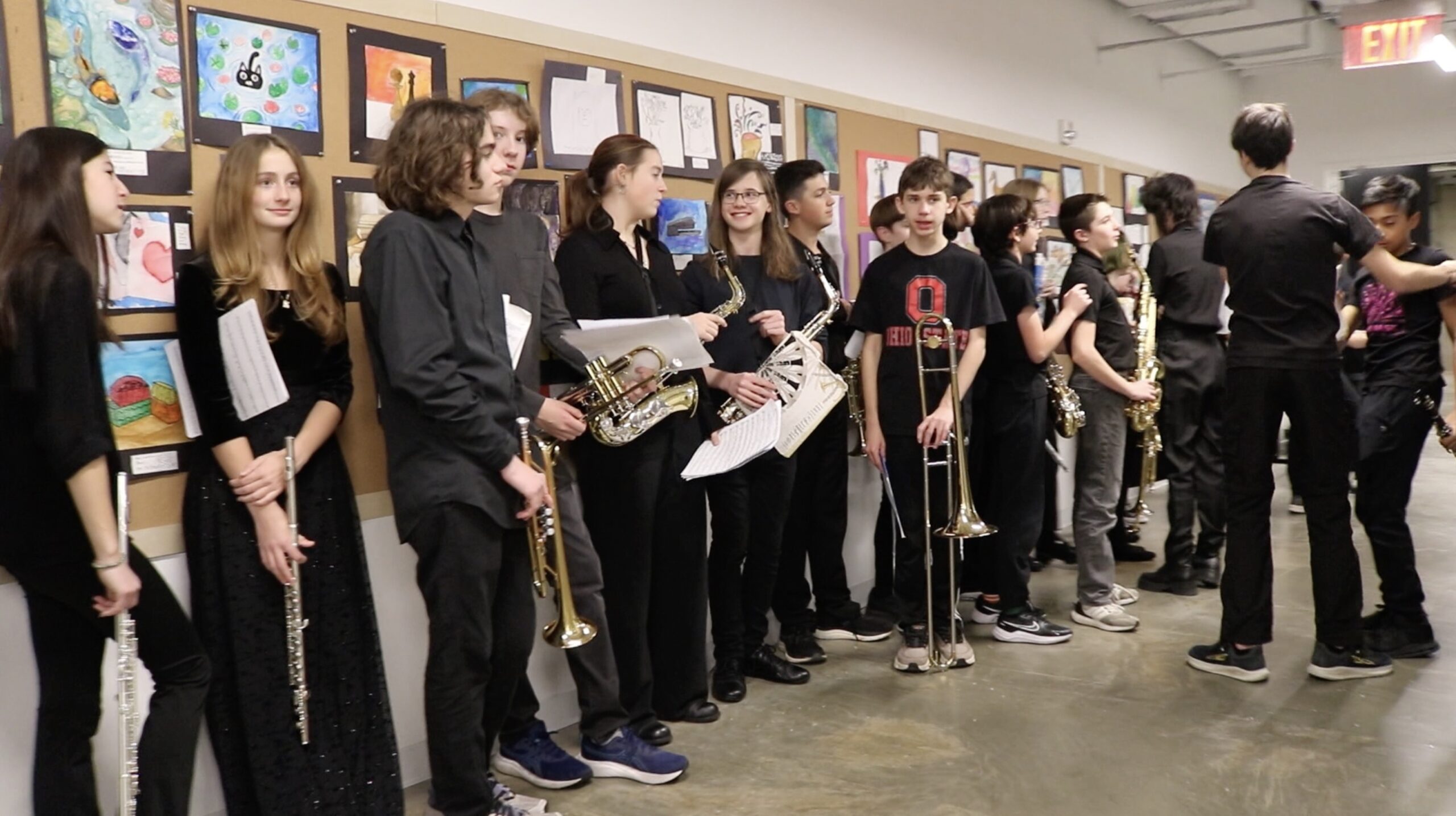 Musicians getting ready to perform