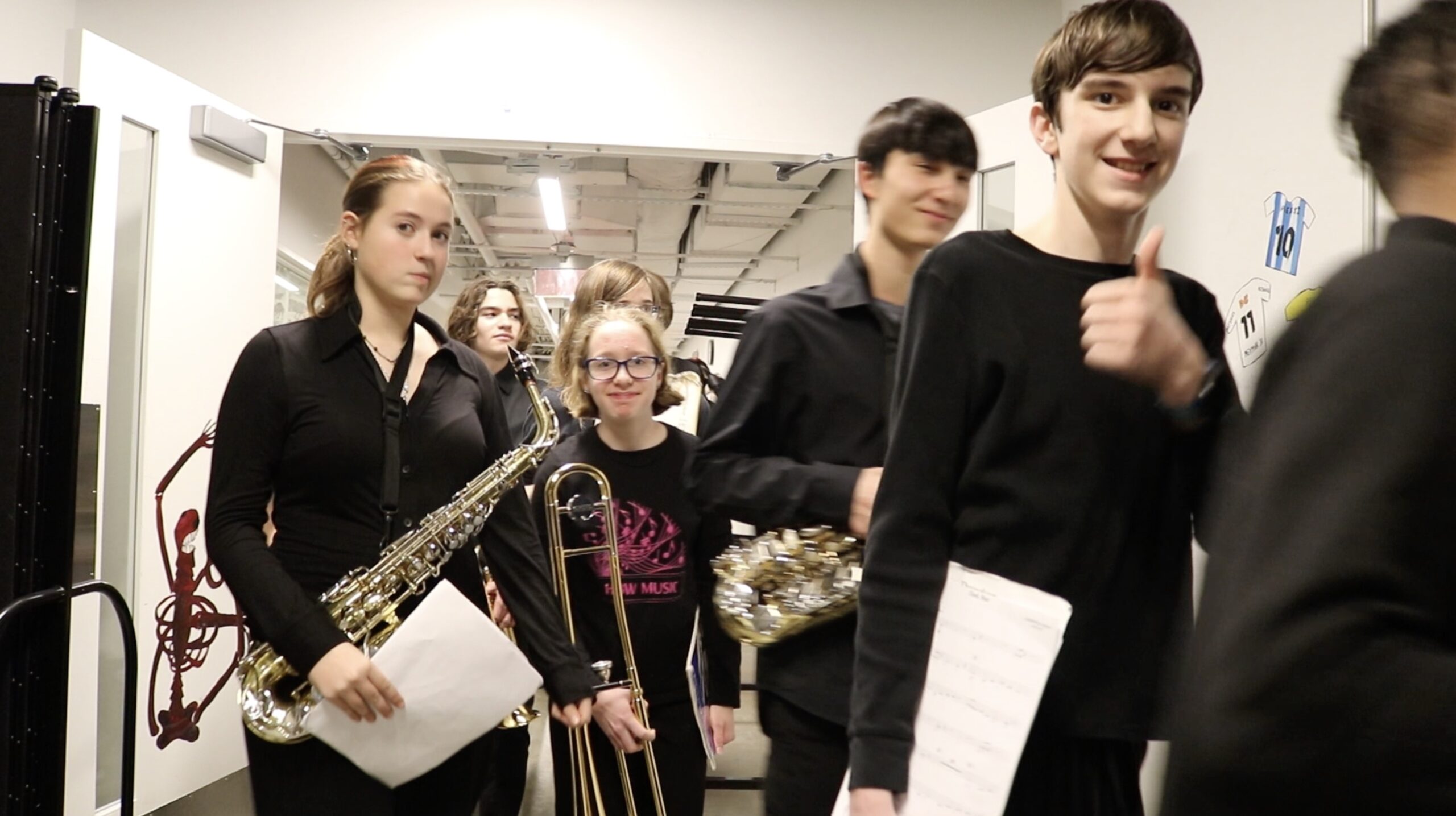 Musicians getting ready to perform