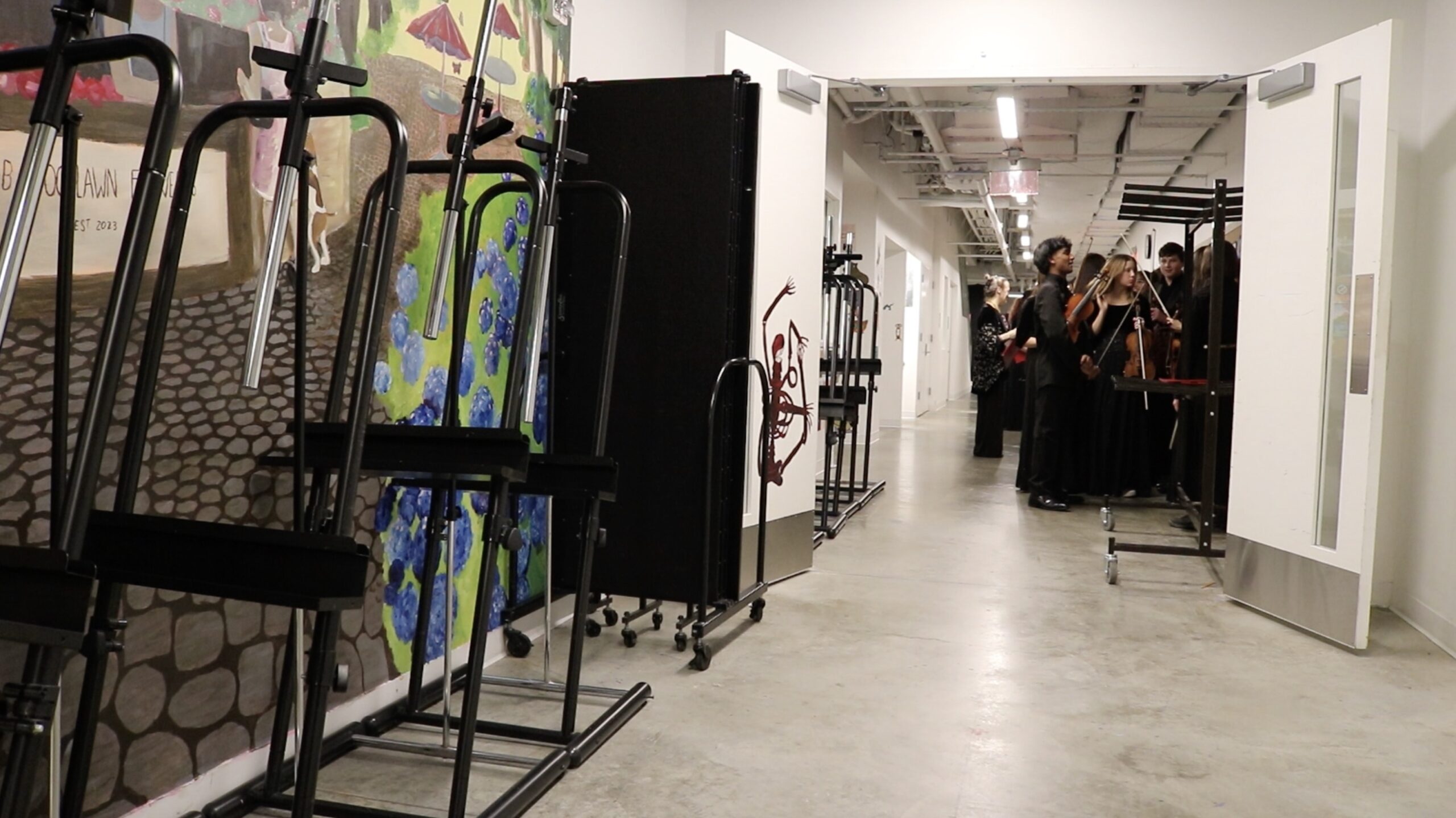 Musicians getting ready to perform