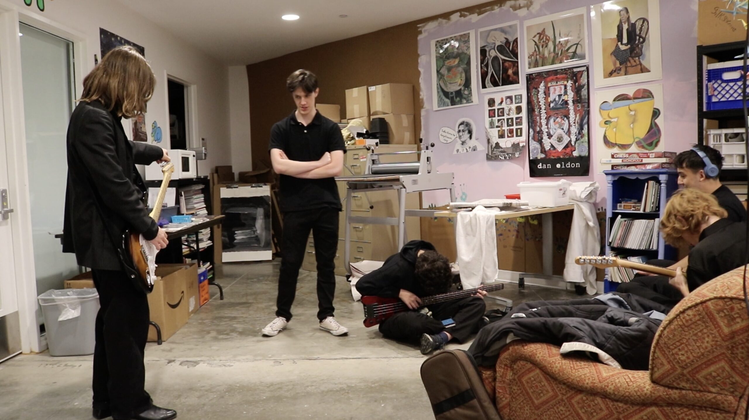 Musicians getting ready to perform