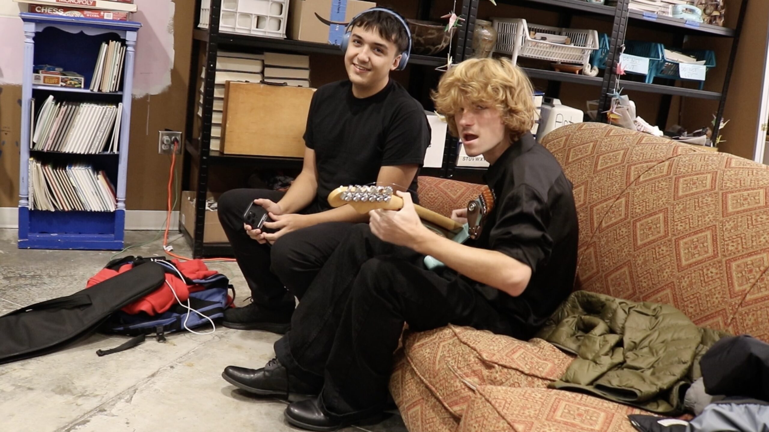 Musicians getting ready to perform