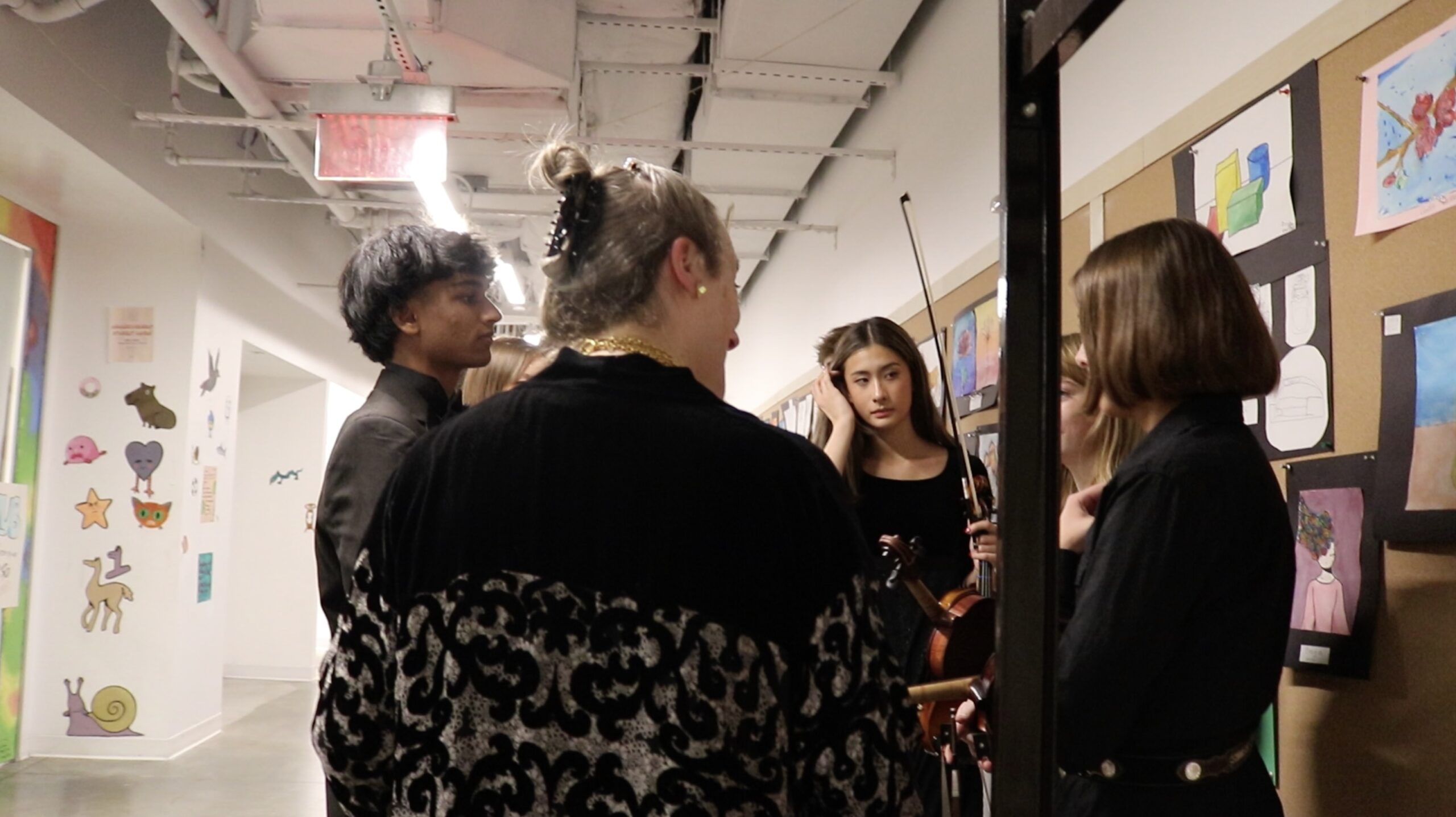 Musicians getting ready to perform