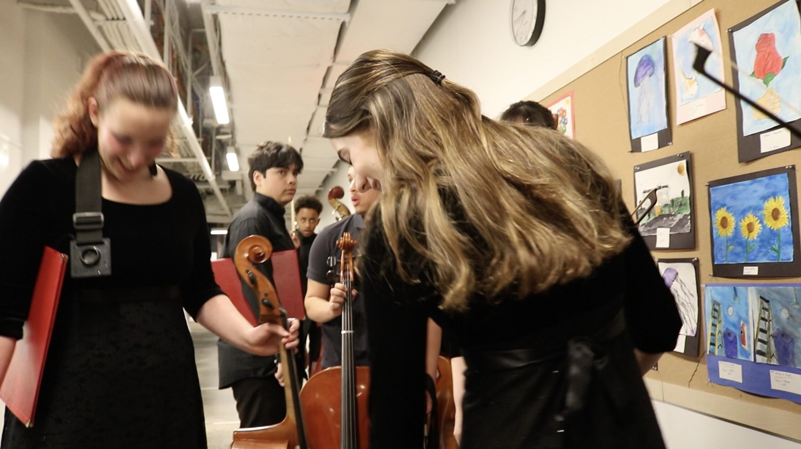 Musicians getting ready to perform