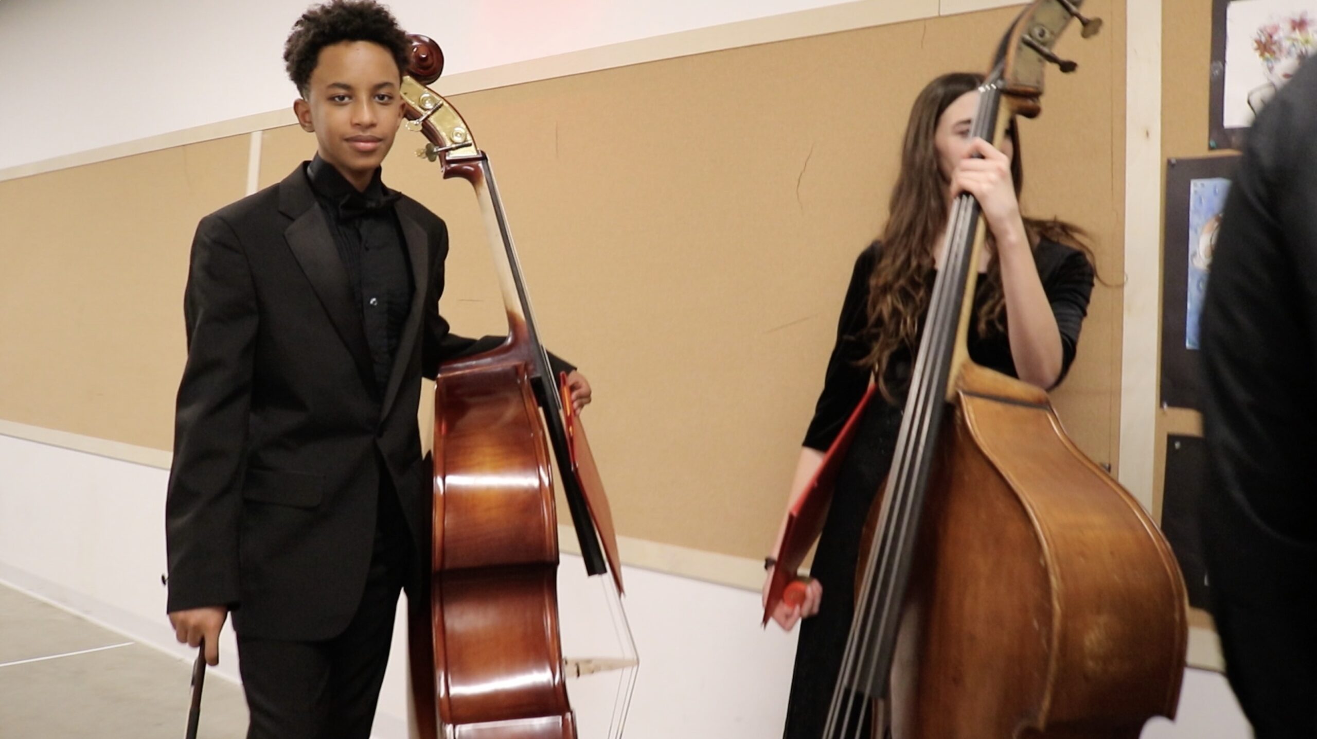 Musicians getting ready to perform