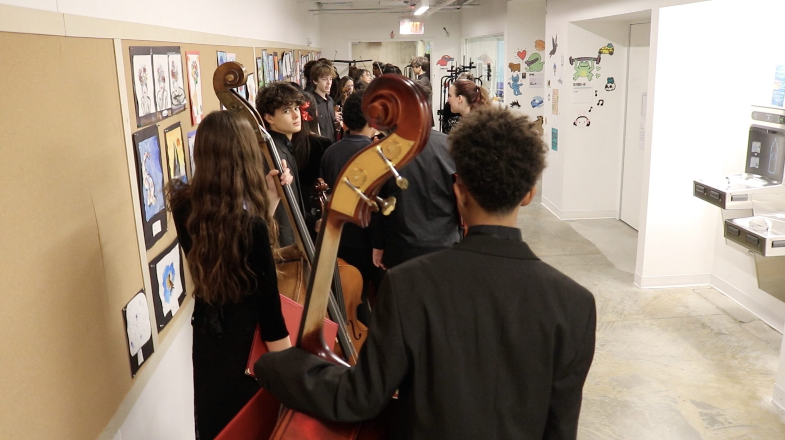 Musicians getting ready to perform