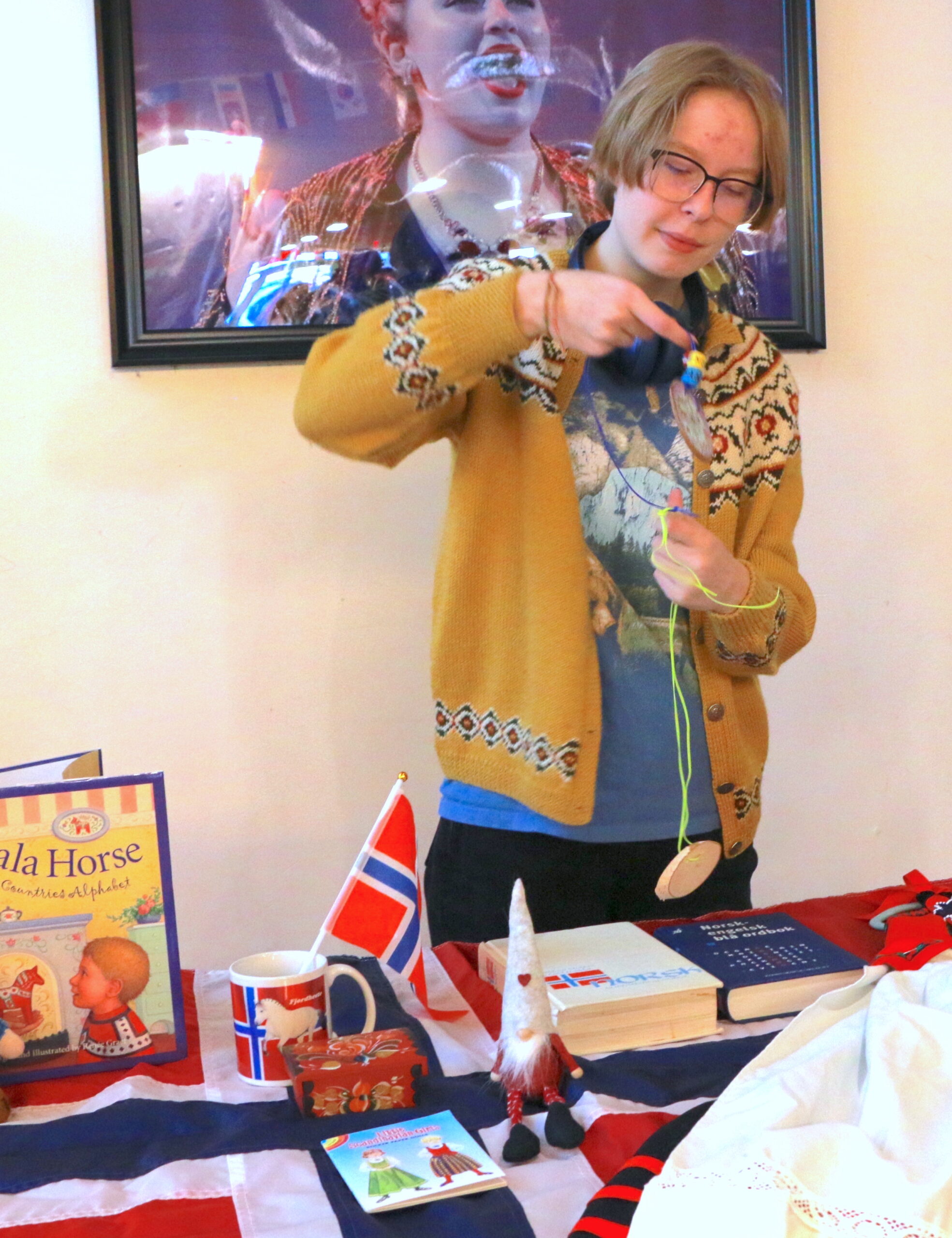 Student participating in the Culture Fair