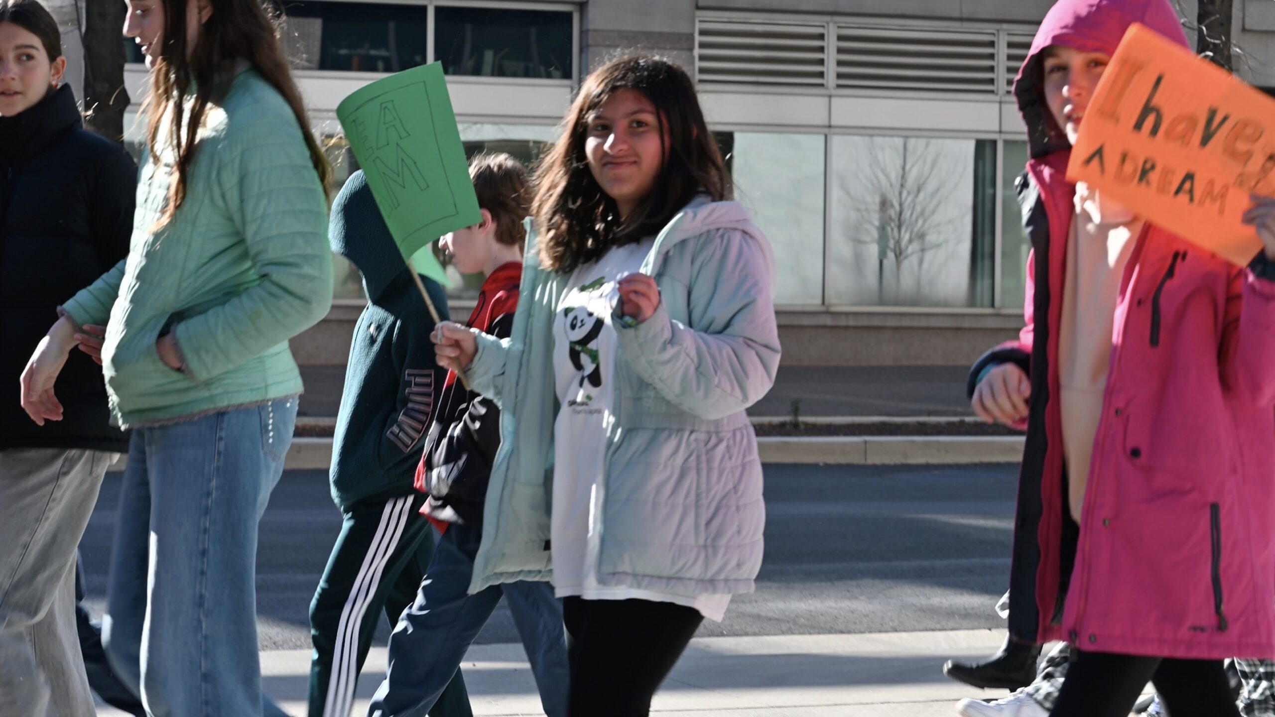 Students and teachers participating in the MLK Jr. Legacy Peace Walk
