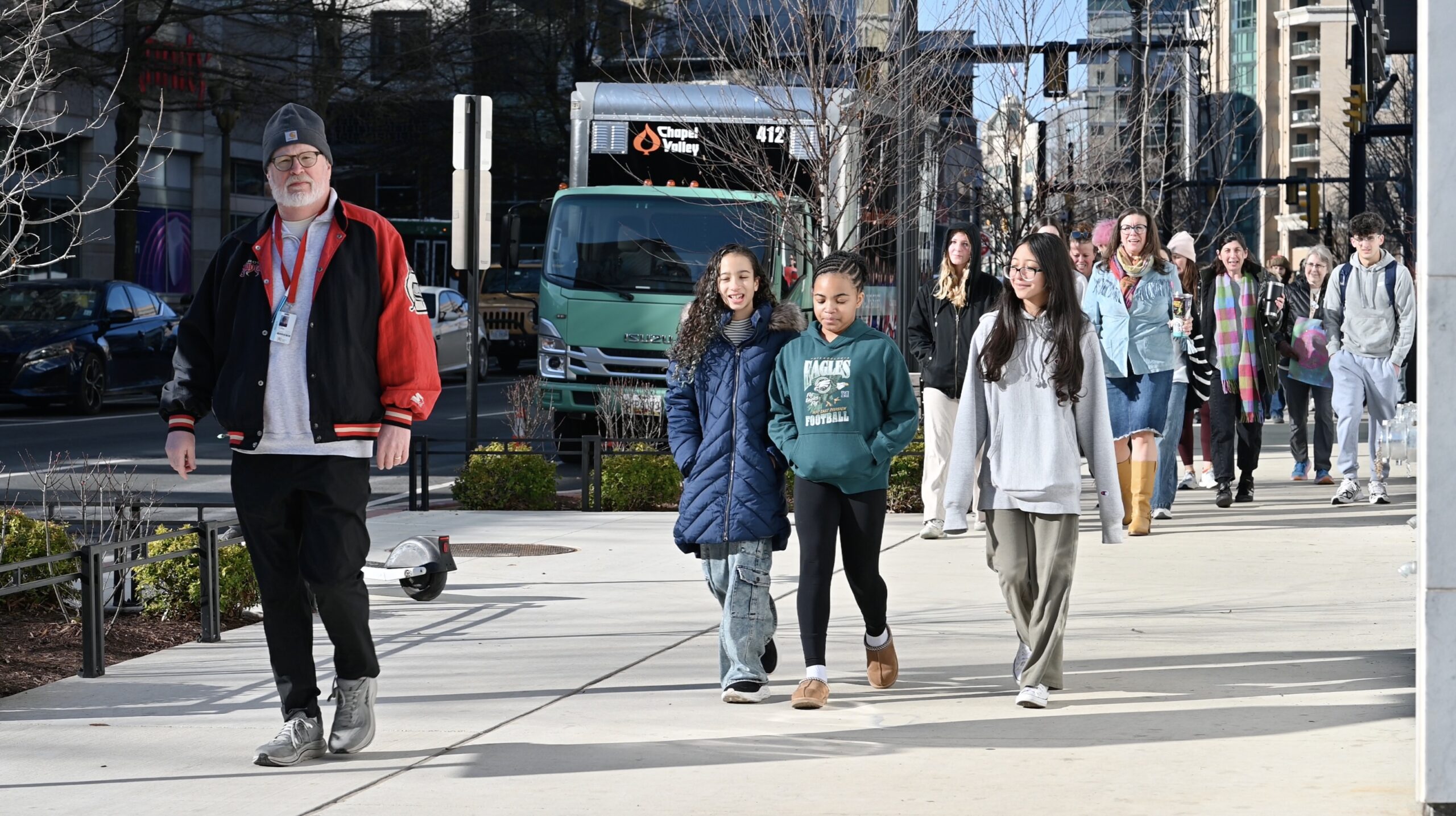 Students and teachers participating in the MLK Jr. Legacy Peace Walk