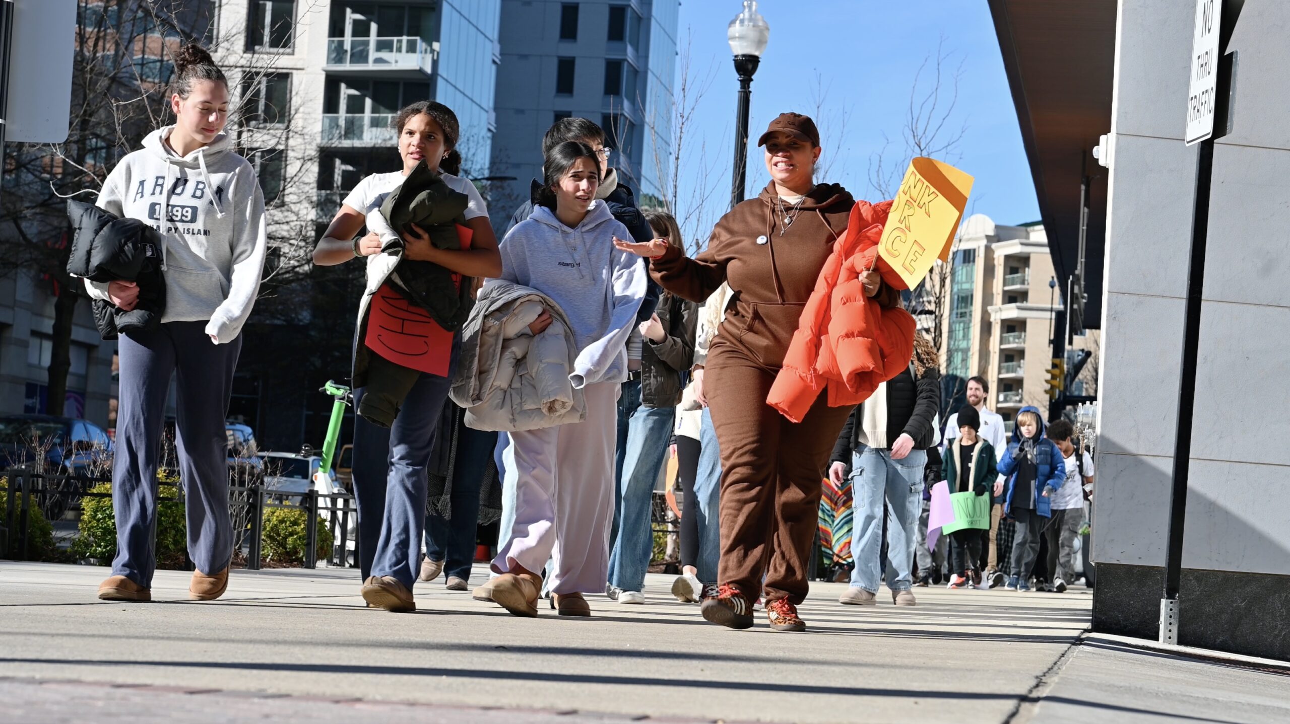 Students and teachers participating in the MLK Jr. Legacy Peace Walk
