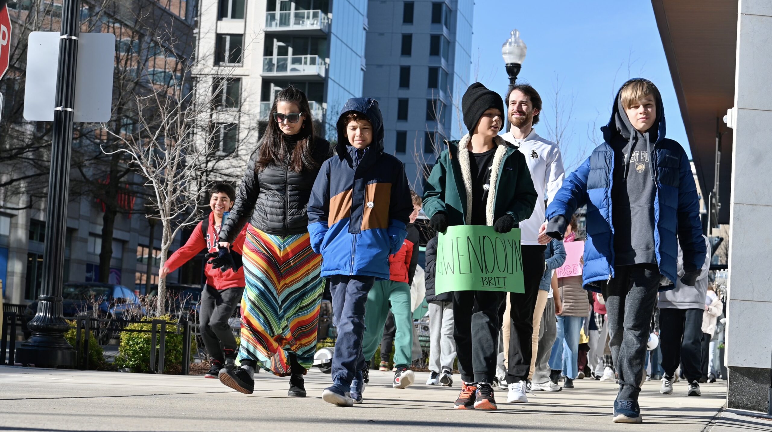 Students and teachers participating in the MLK Jr. Legacy Peace Walk