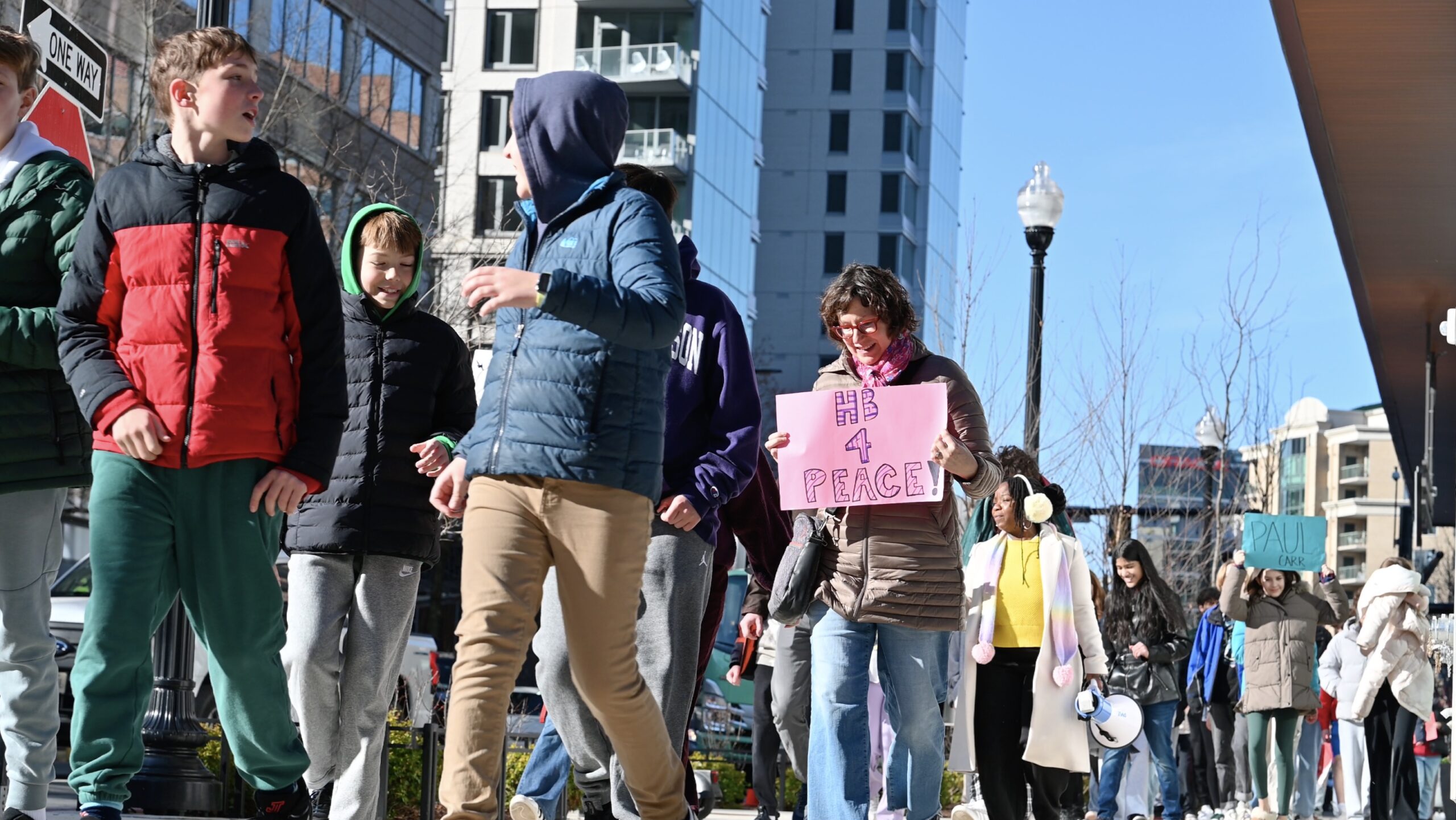 Students and teachers participating in the MLK Jr. Legacy Peace Walk