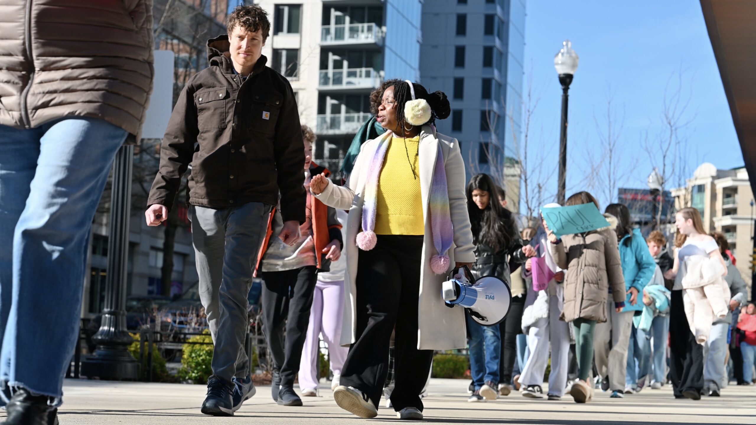 Students and teachers participating in the MLK Jr. Legacy Peace Walk