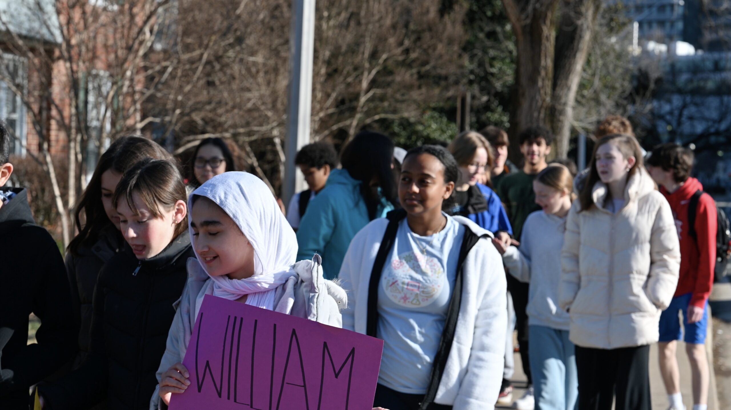Students and teachers participating in the MLK Jr. Legacy Peace Walk