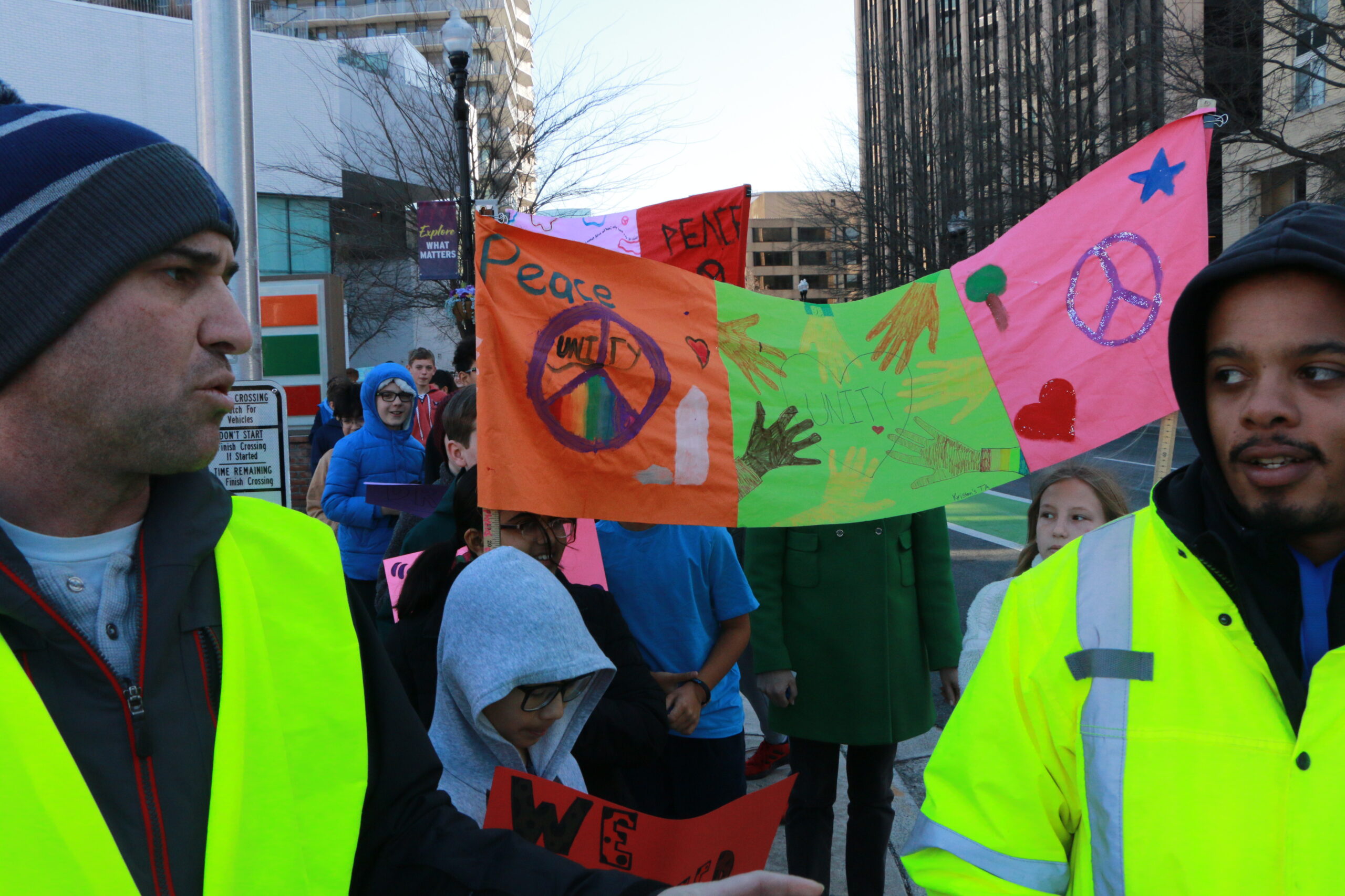 Students and teachers participating in the 1st Annual MLK Jr. Legacy Peace Walk