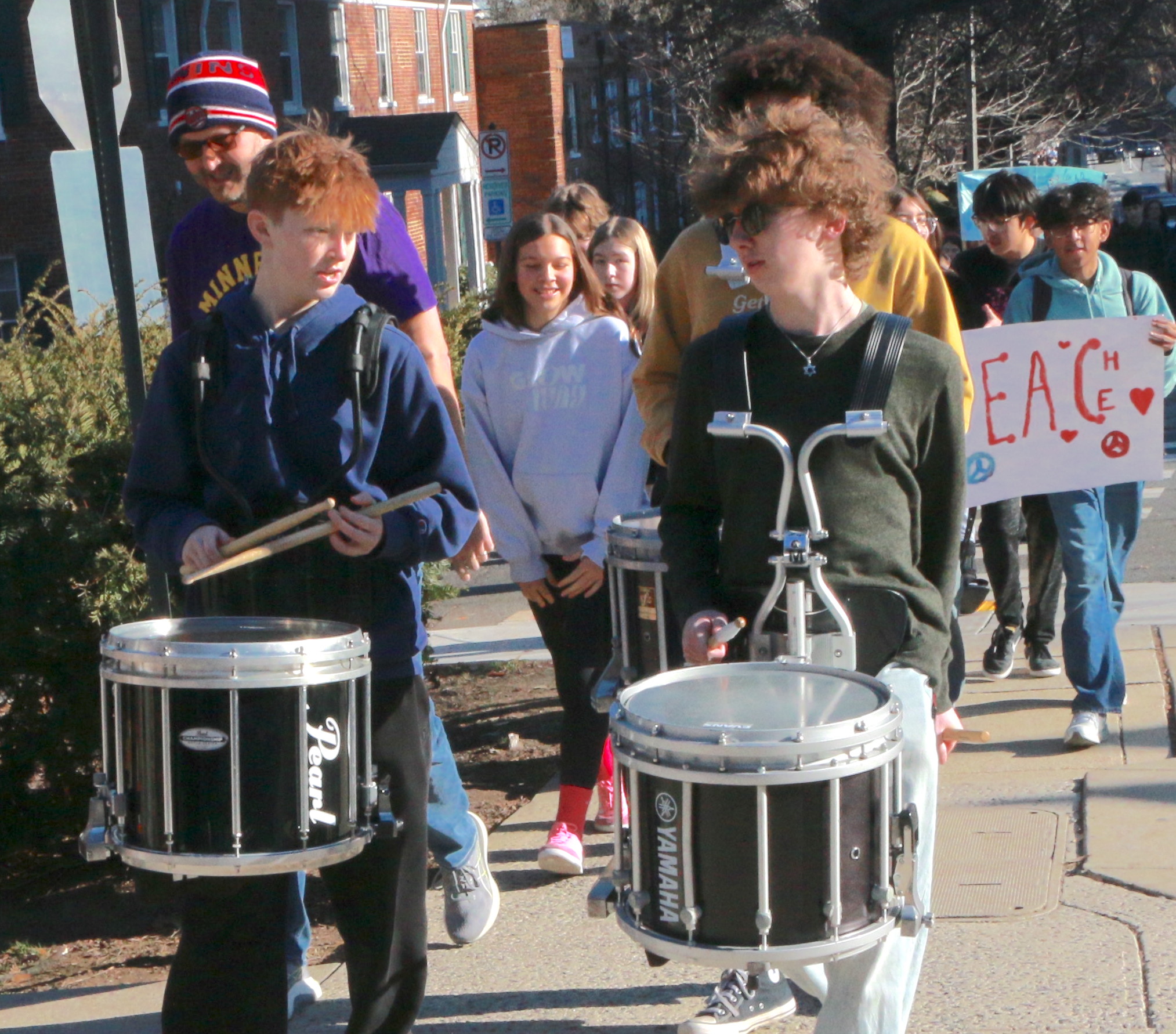 Students and teachers participating in the 1st Annual MLK Jr. Legacy Peace Walk