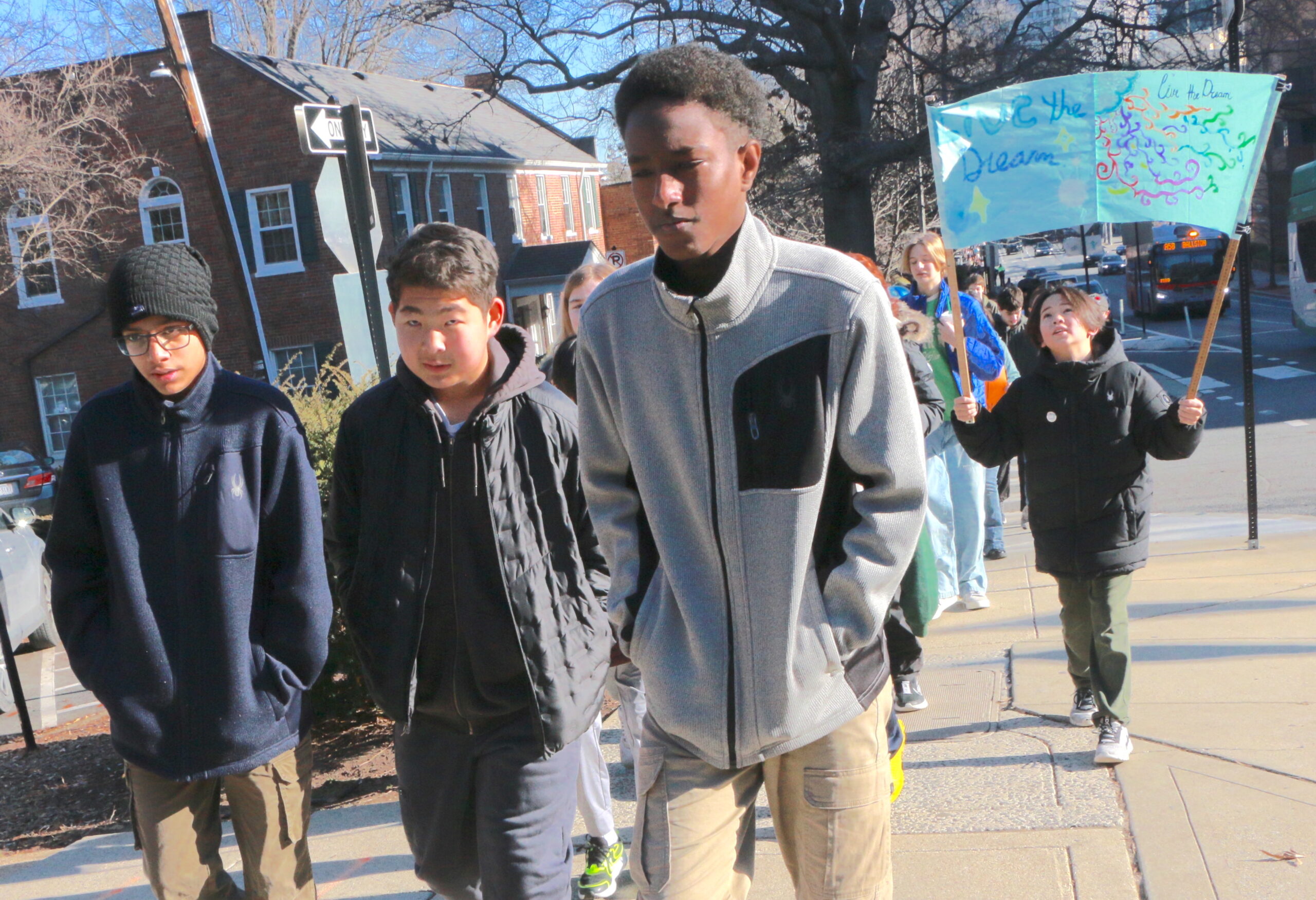 Students and teachers participating in the 1st Annual MLK Jr. Legacy Peace Walk