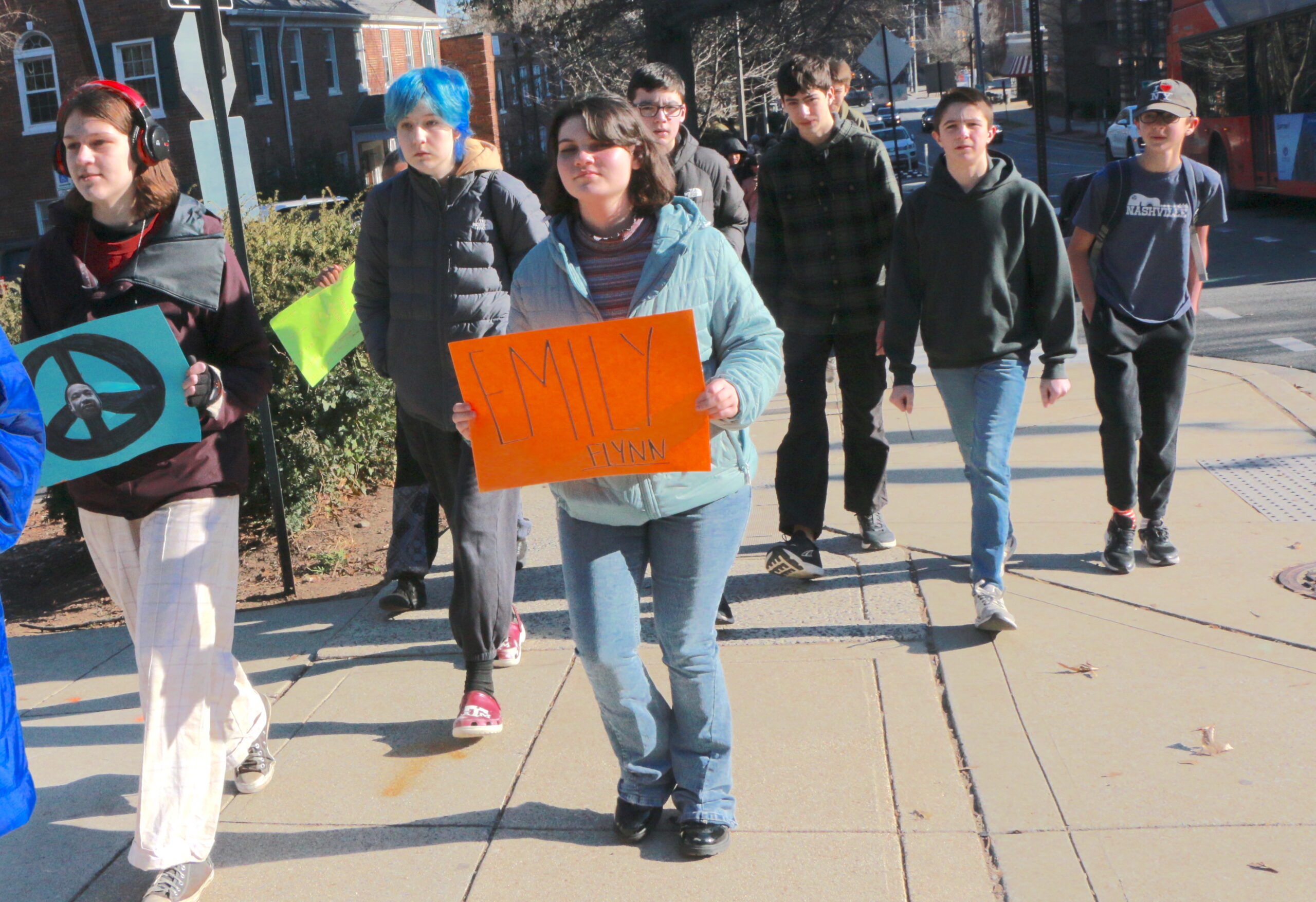 Students and teachers participating in the 1st Annual MLK Jr. Legacy Peace Walk