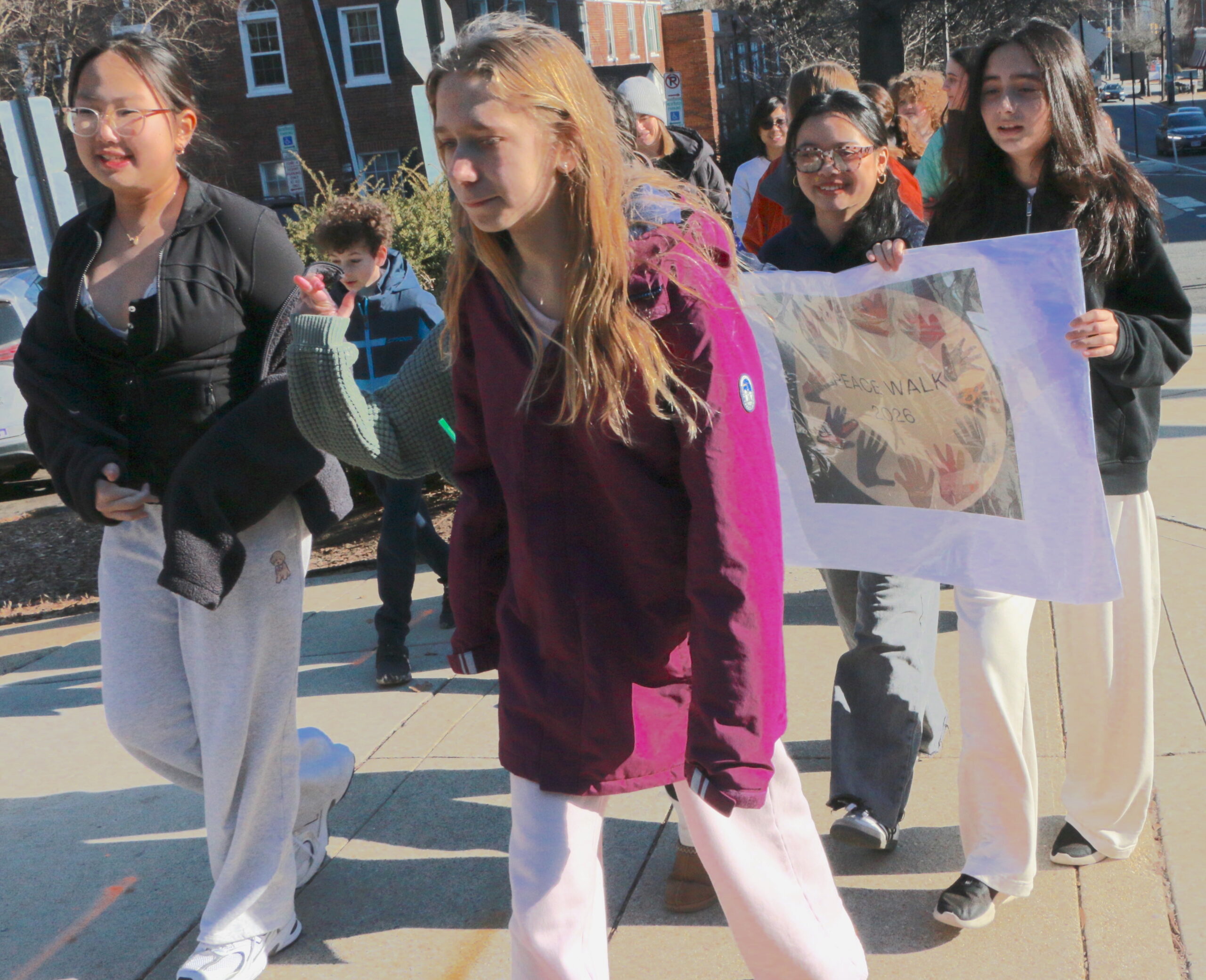 Students and teachers participating in the 1st Annual MLK Jr. Legacy Peace Walk