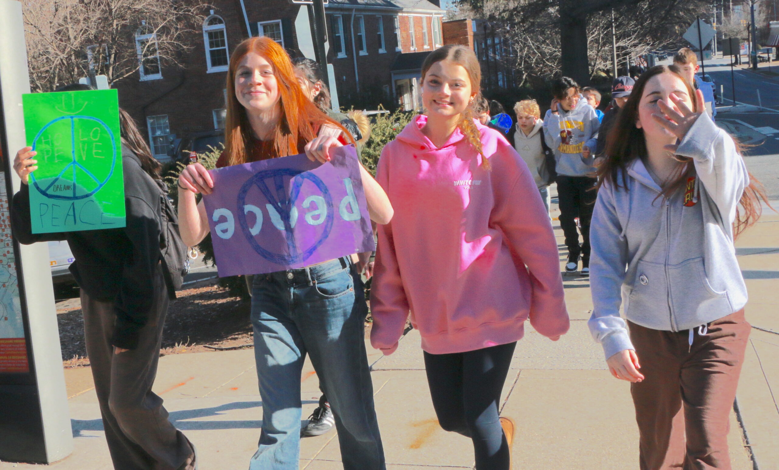 Students and teachers participating in the 1st Annual MLK Jr. Legacy Peace Walk