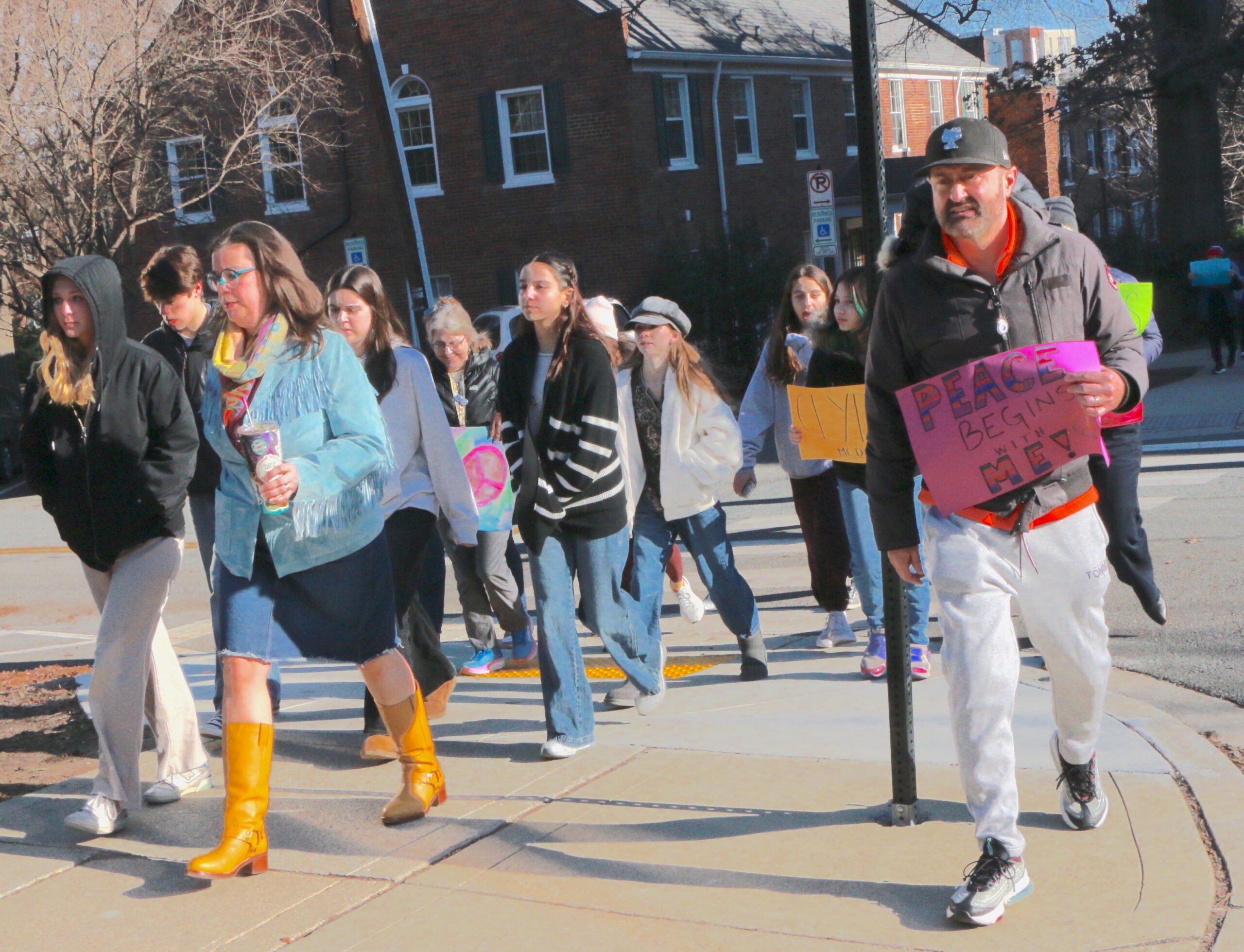 Students and teachers participating in the 1st Annual MLK Jr. Legacy Peace Walk