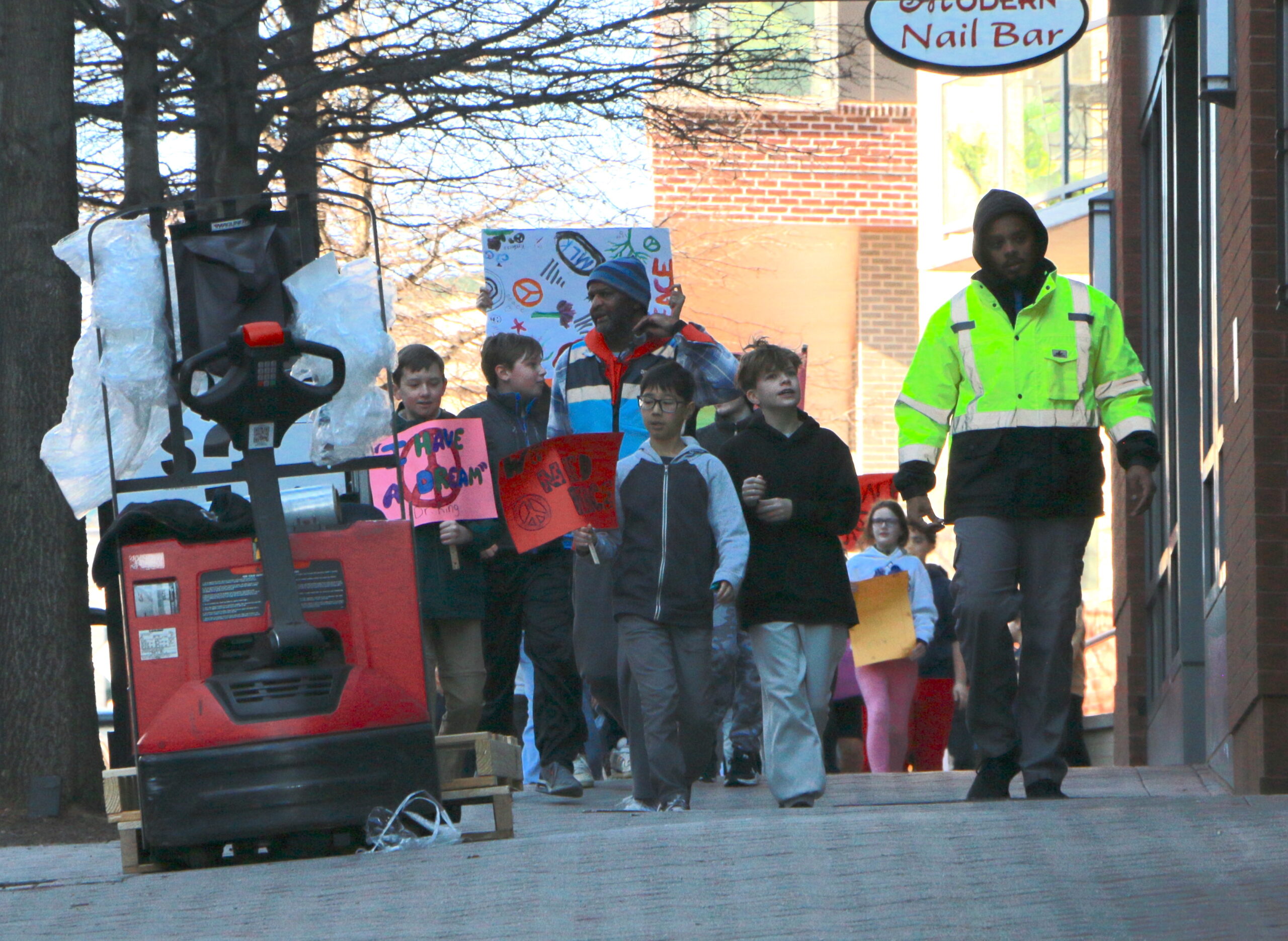 Students and teachers participating in the 1st Annual MLK Jr. Legacy Peace Walk