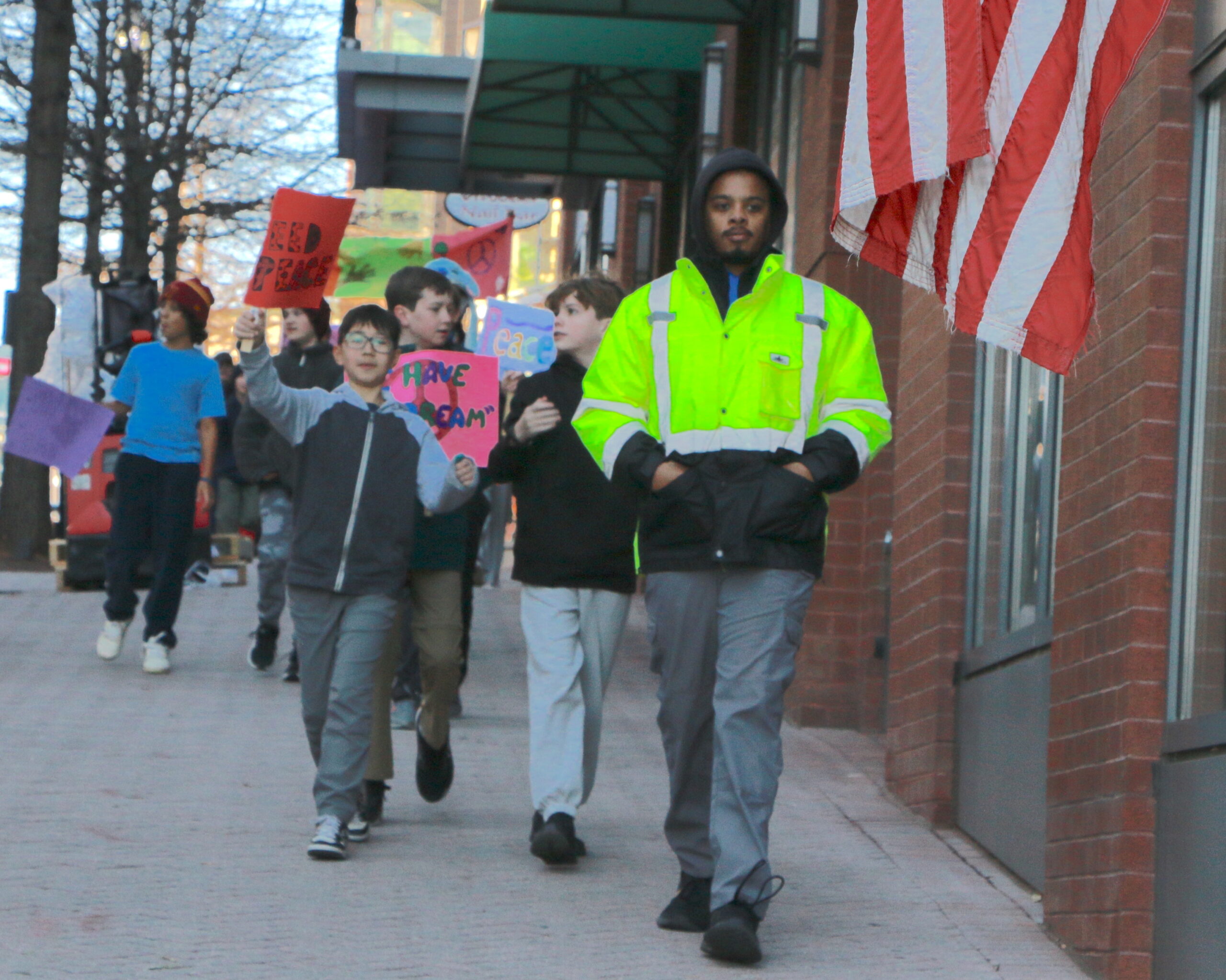 Students and teachers participating in the 1st Annual MLK Jr. Legacy Peace Walk