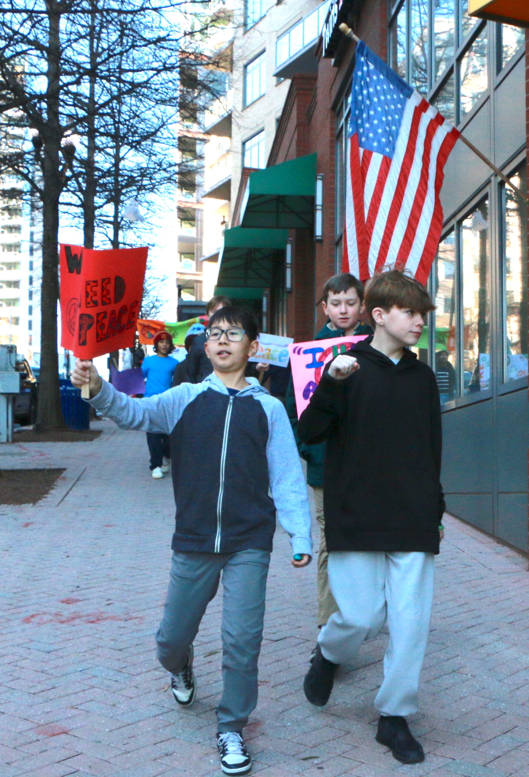 Students and teachers participating in the 1st Annual MLK Jr. Legacy Peace Walk