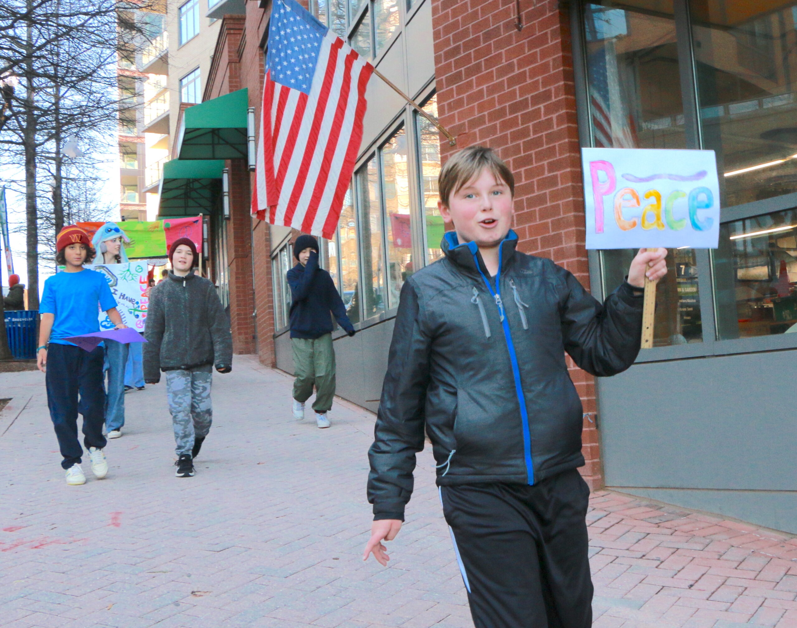Students participating in the 1st Annual MLK Jr. Legacy Peace Walk