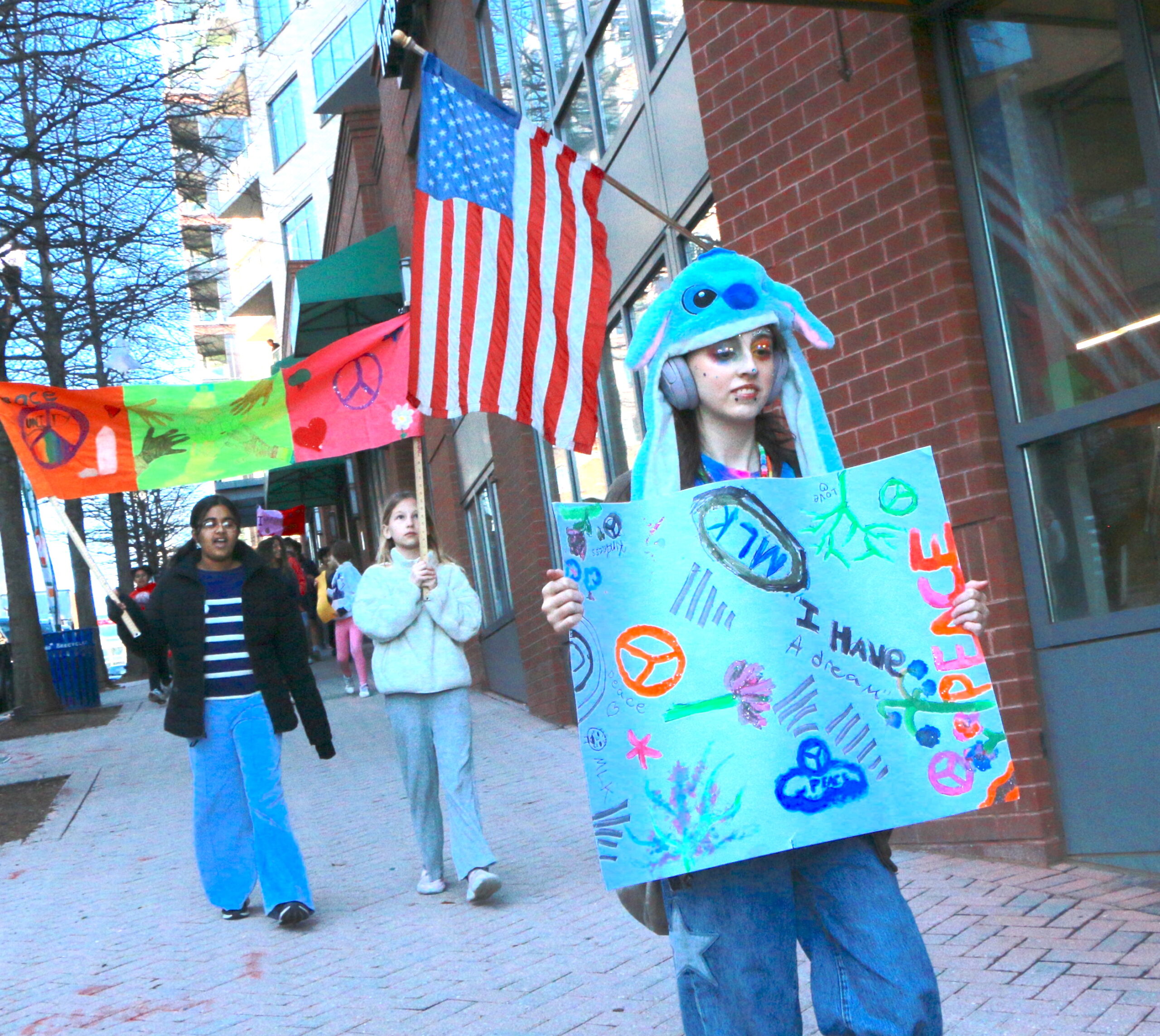Students and teachers participating in the 1st Annual MLK Jr. Legacy Peace Walk