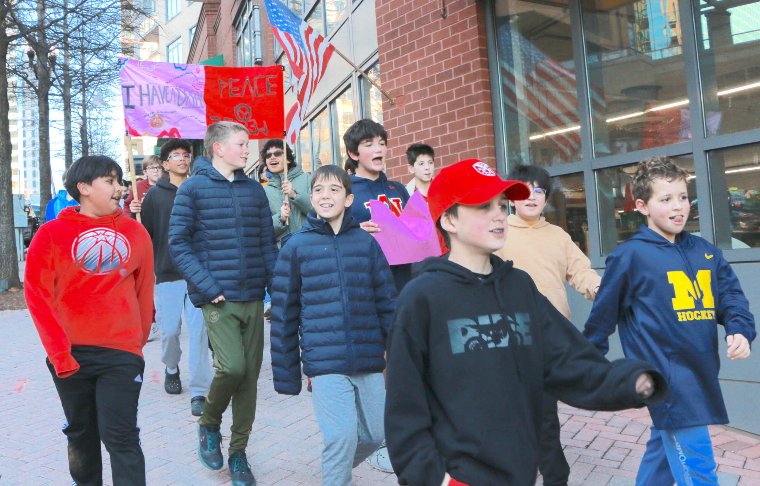 Students and teachers participating in the 1st Annual MLK Jr. Legacy Peace Walk