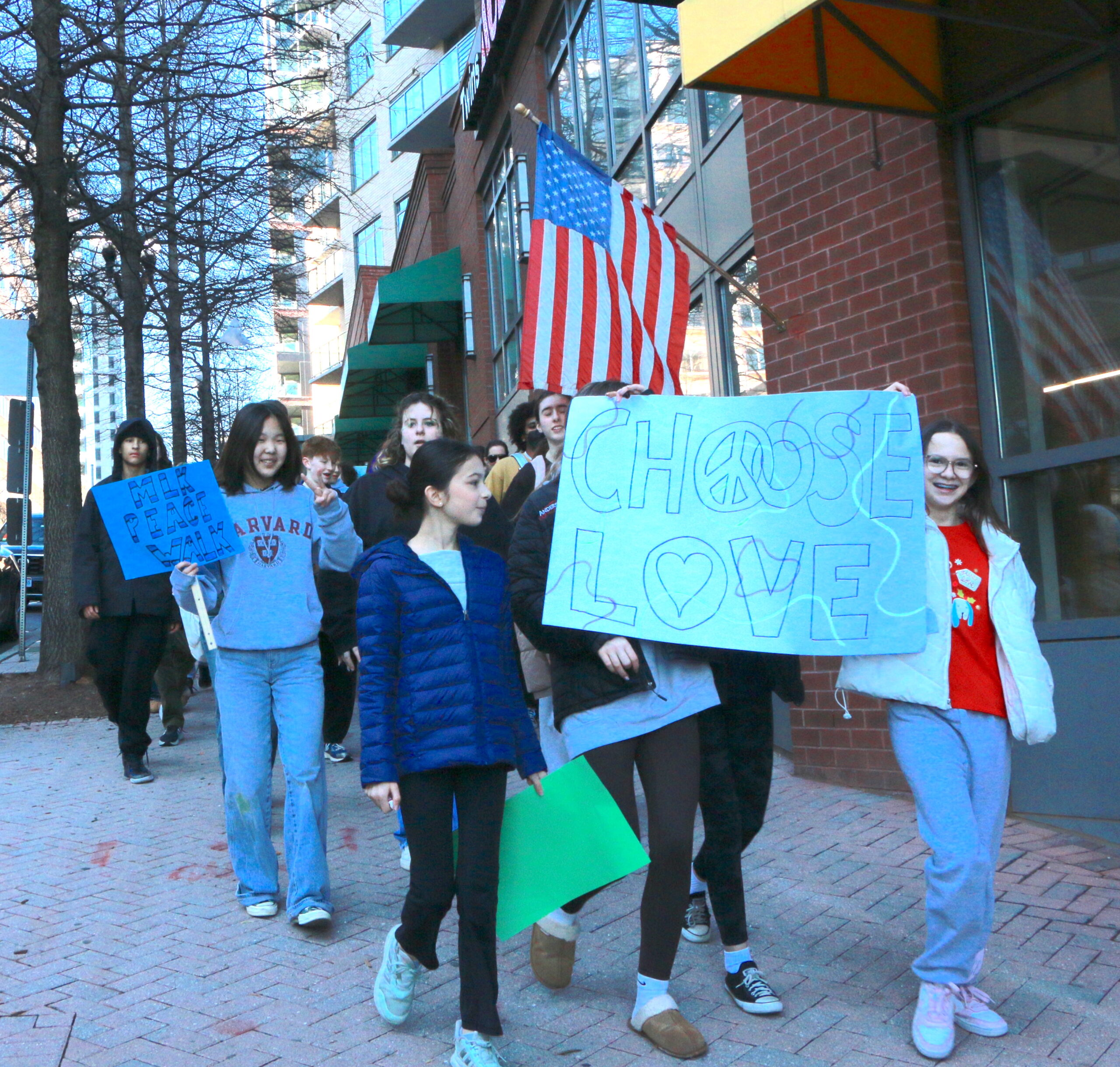 Students and teachers participating in the 1st Annual MLK Jr. Legacy Peace Walk