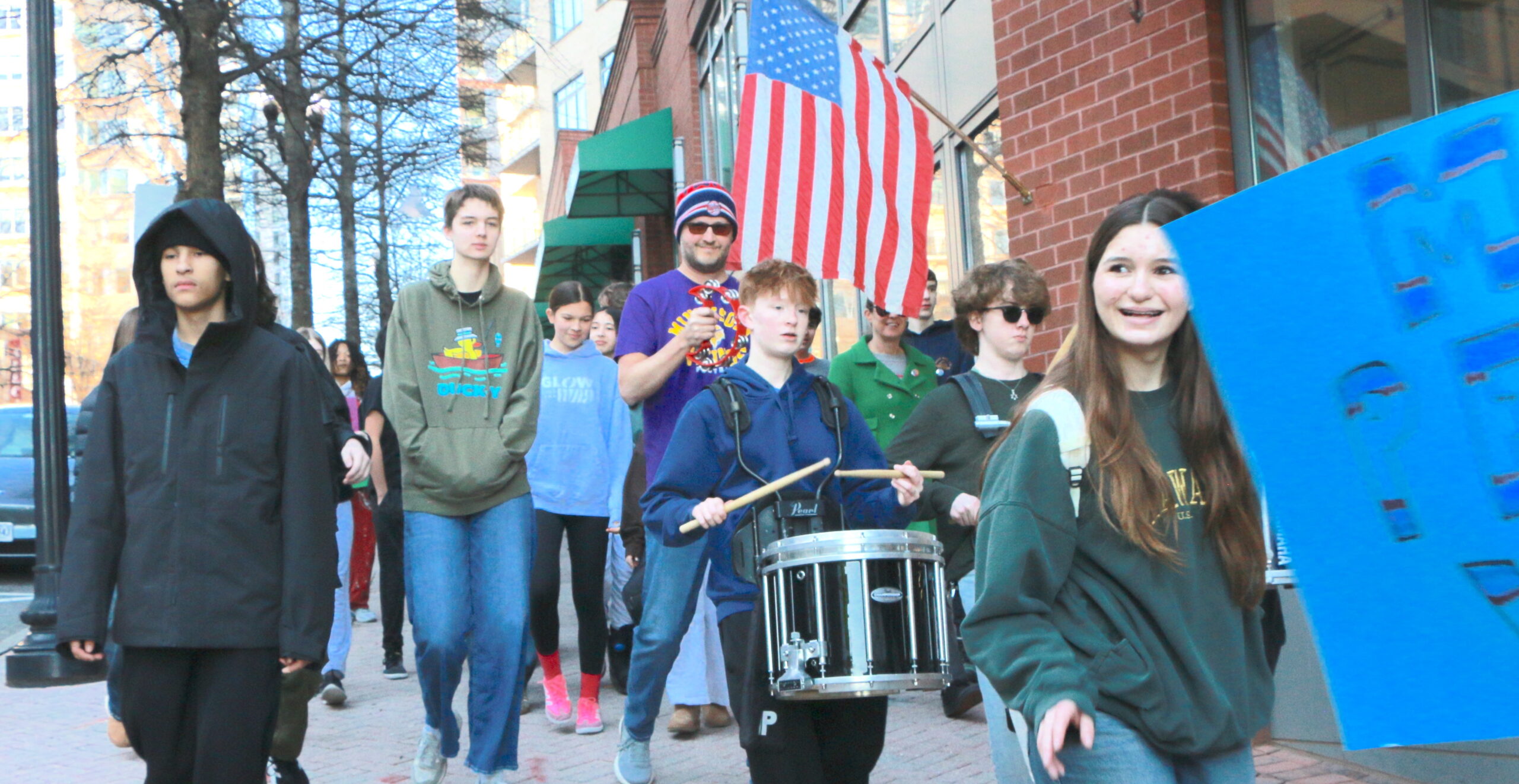 Students and teachers participating in the 1st Annual MLK Jr. Legacy Peace Walk