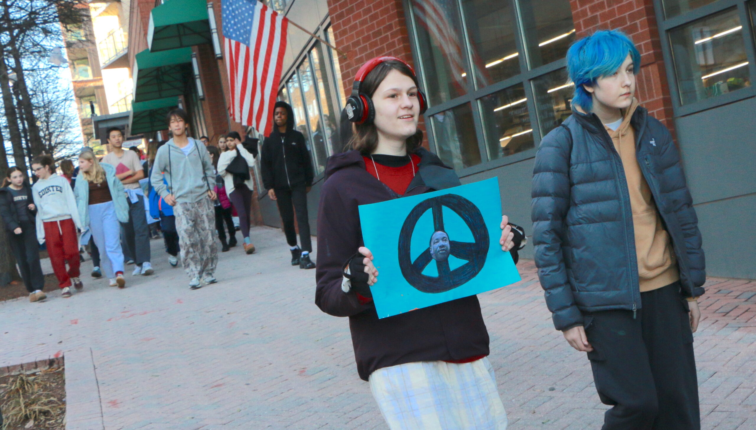 Students and teachers participating in the 1st Annual MLK Jr. Legacy Peace Walk